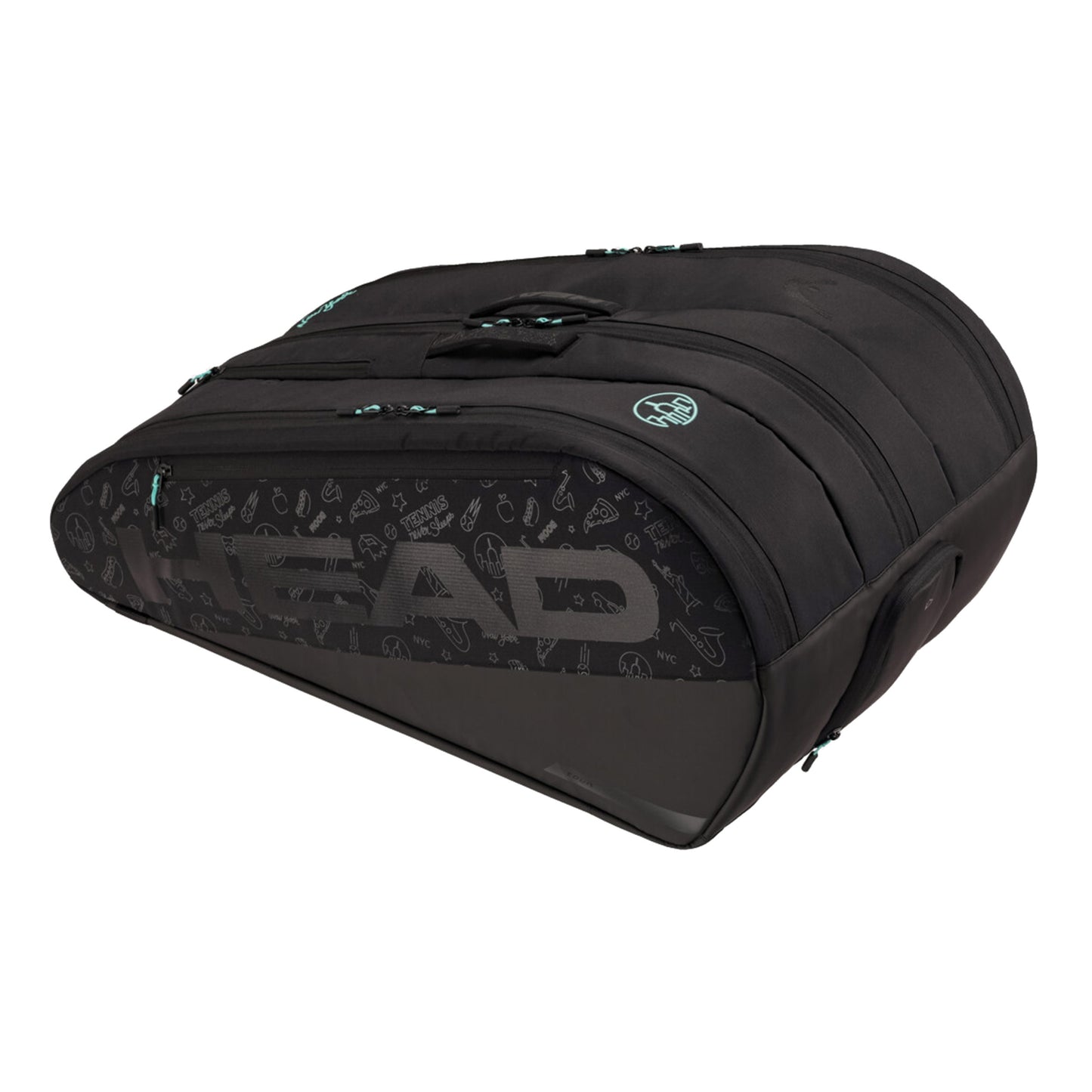 HEAD Tour XL Neon 2025 Racket Bag 12 Pack-Black,Blue HEAD Tour XL Neon 2025 Racket Bag 12 Pack-Black,Blue