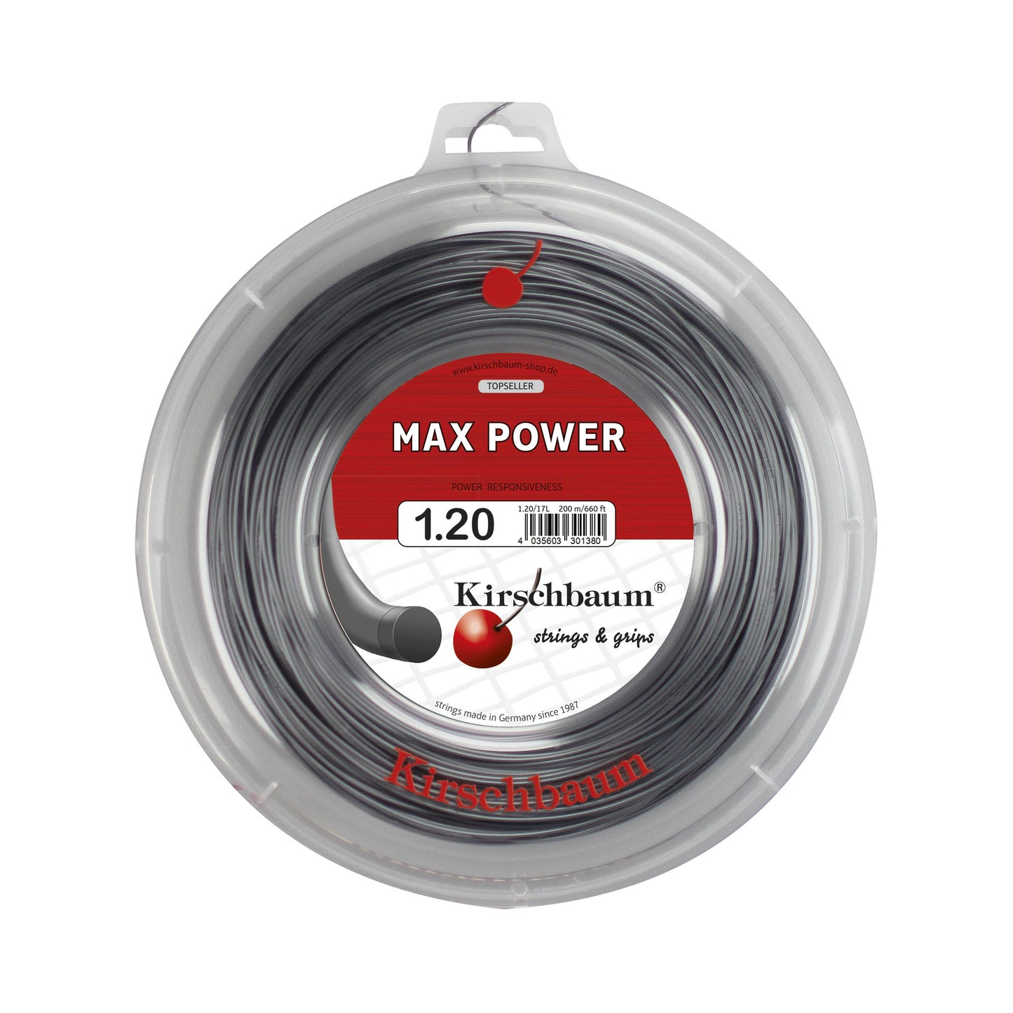 Kirschbaum Max Power String Reel 200m-Anthracite Kirschbaum Max Power String Reel 200m-Anthracite