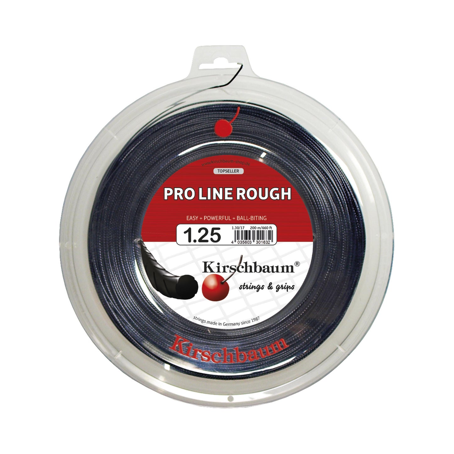 Kirschbaum Pro Line Rough String Reel 200m-Black Kirschbaum Pro Line Rough String Reel 200m-Black