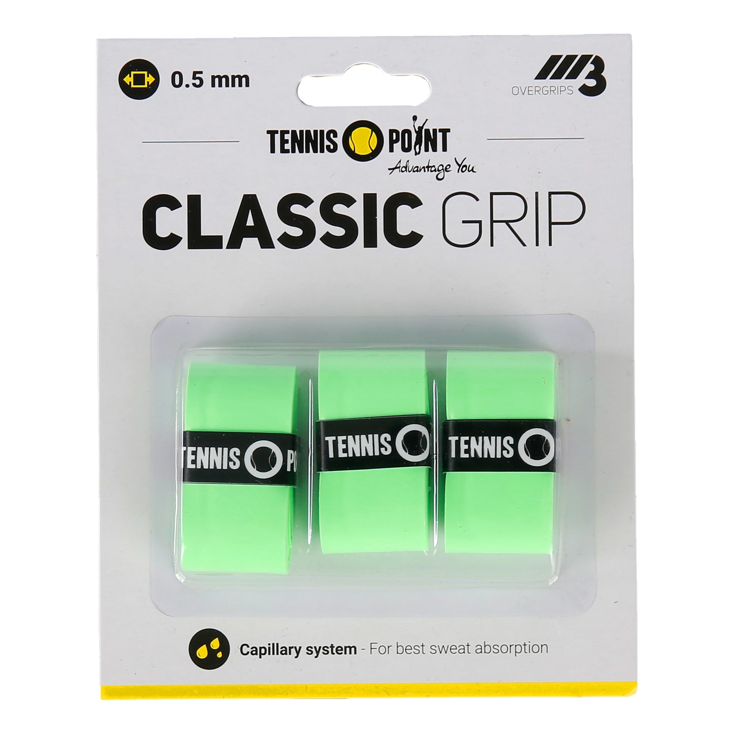 Tennis-Point Classic Grip 3 Pack - green Tennis-Point Classic Grip 3 Pack - green