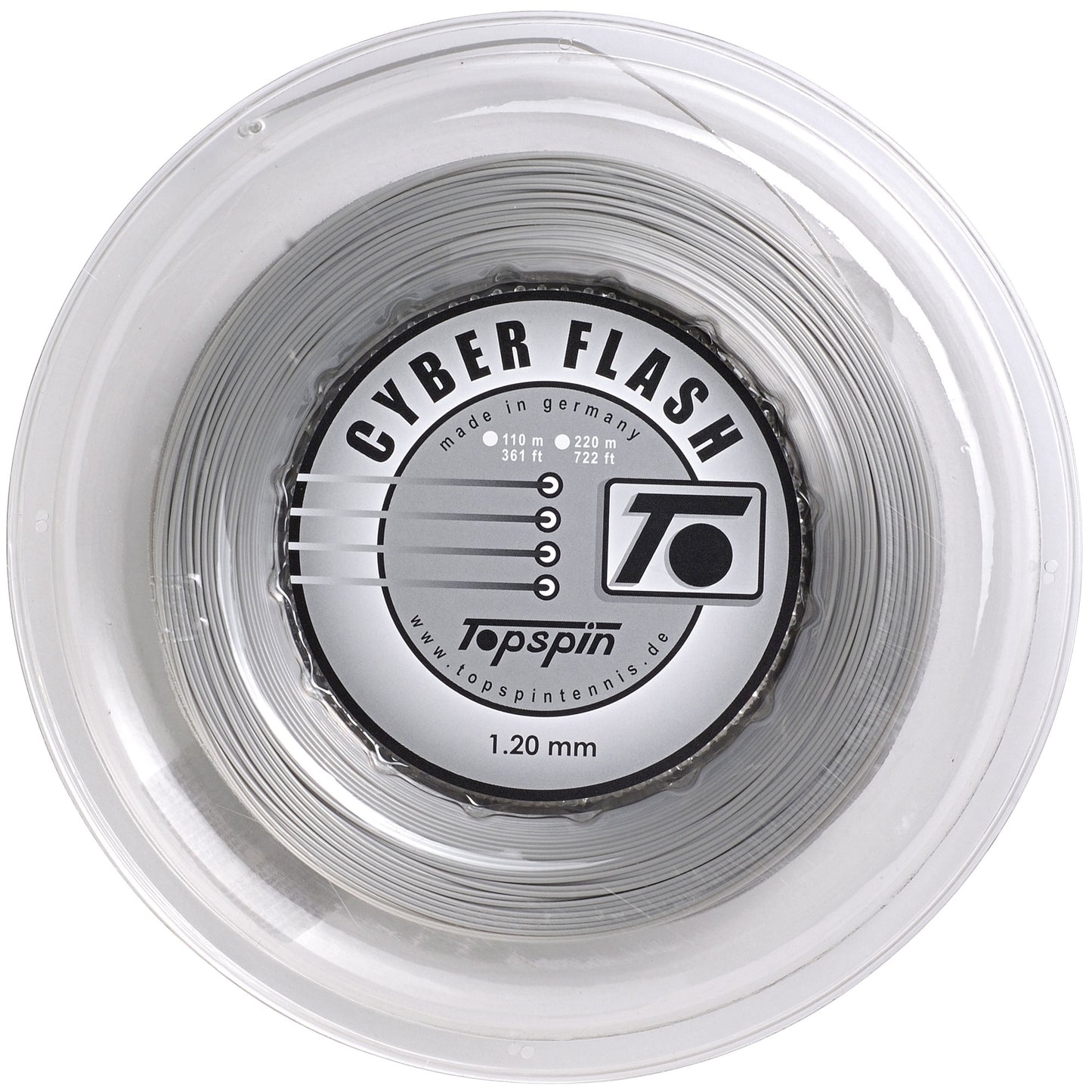 Topspin Cyber Flash String Reel 220m-Silver Topspin Cyber Flash String Reel 220m-Silver
