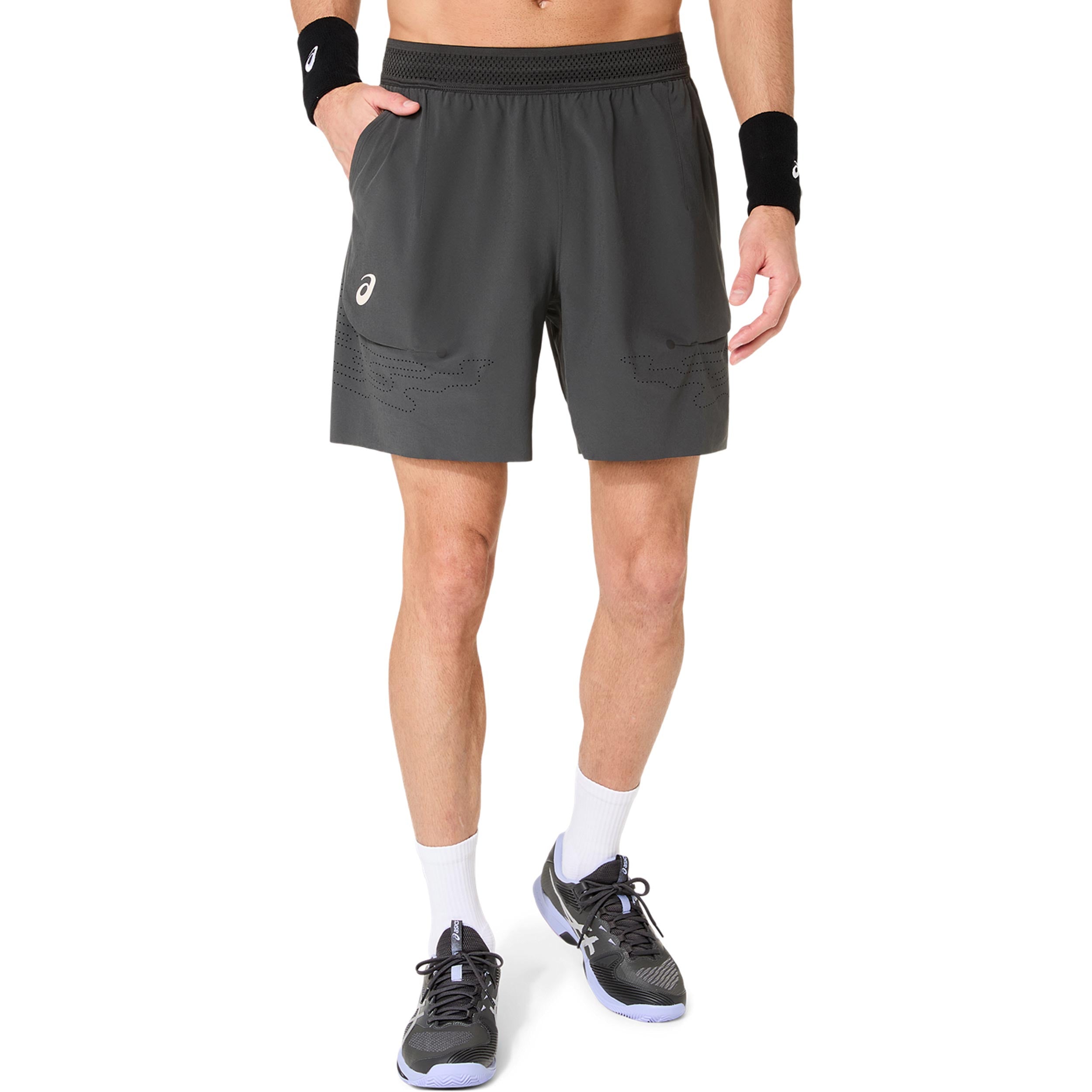 Match Laser Cut 7in Shorts Men - dark grey, dark blue | Tennis-Point