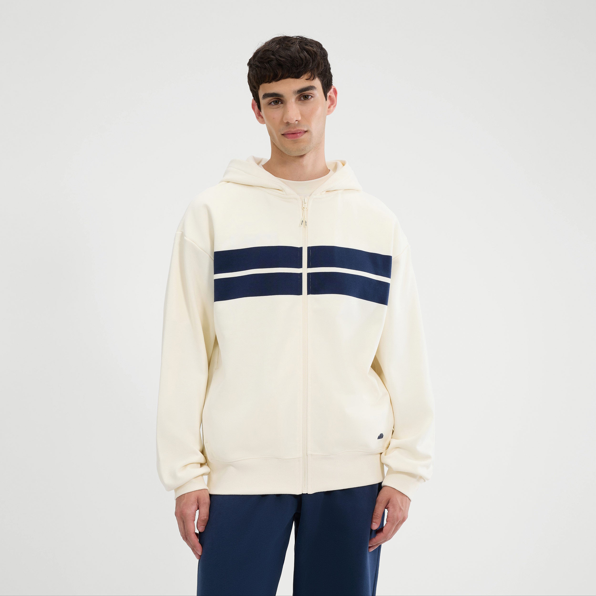 Ellesse Delenas Zip Hoodie Men-Cream,Dark Blue