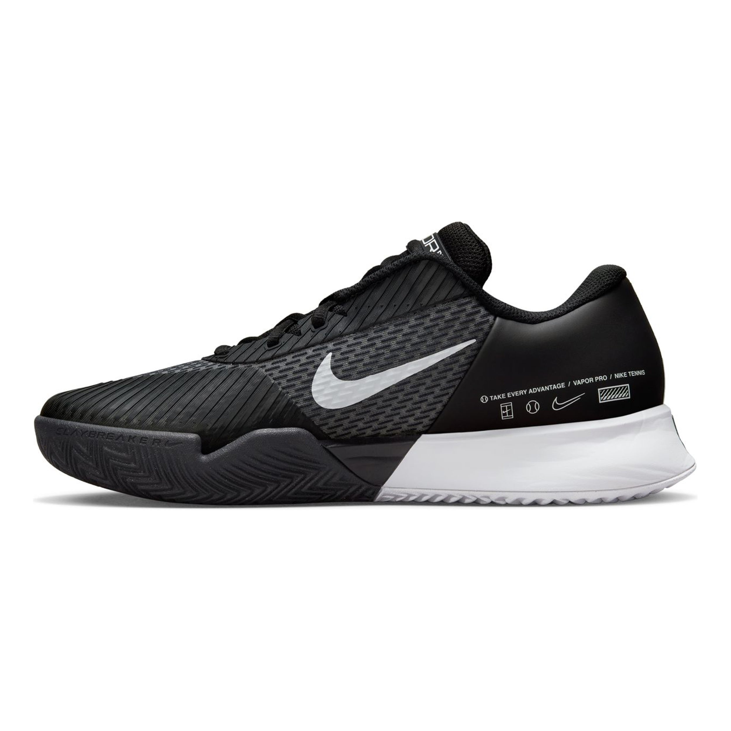 Air Zoom Vapor Pro 2 Clay Court Shoe Men-Black,White | Tennis-Point