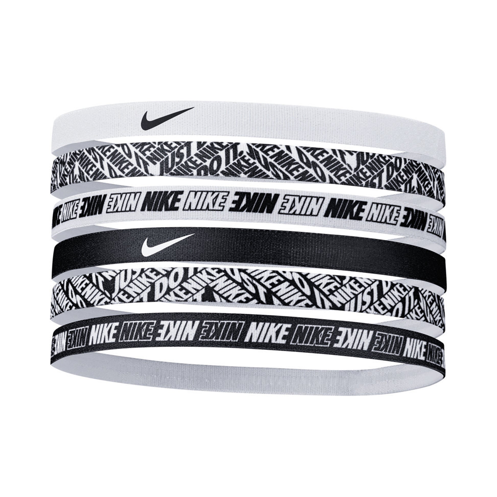 Nike Printed Haarband 6er Pack-Weiß,Schwarz