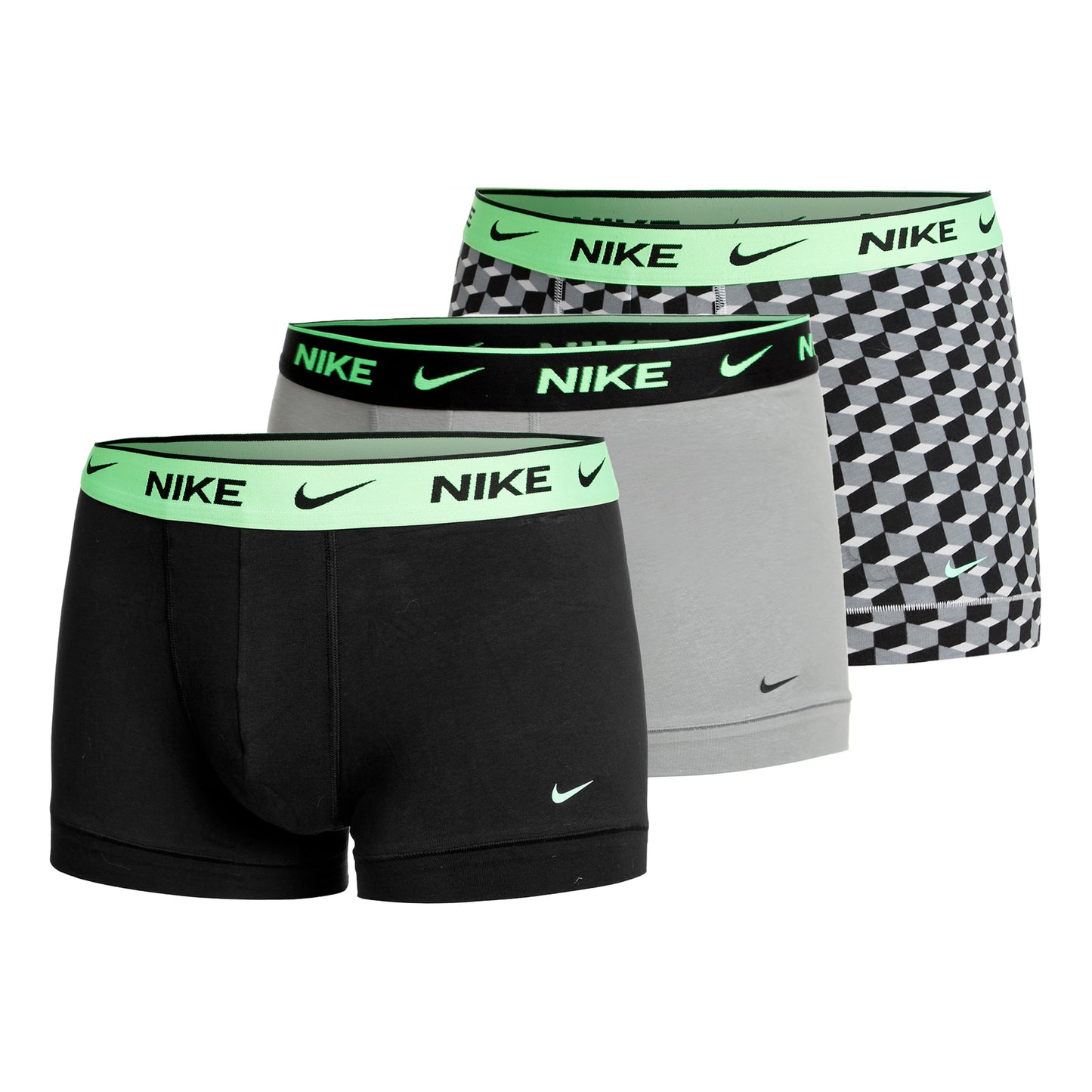 Nike Everyday Cotton Stretch Trunk Boxer Shorts 3 Pack Men-Grey,Neon Green