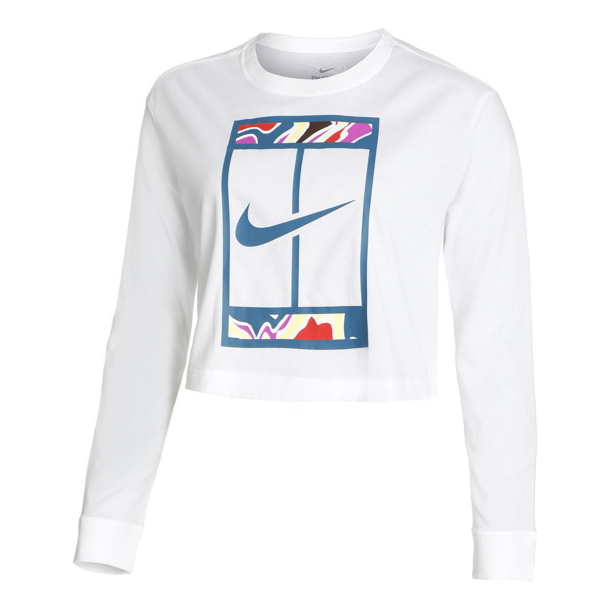 Nike Dri-Fit Court Slam Cropped Longsleeve Damen - weiß, mehrfarbig