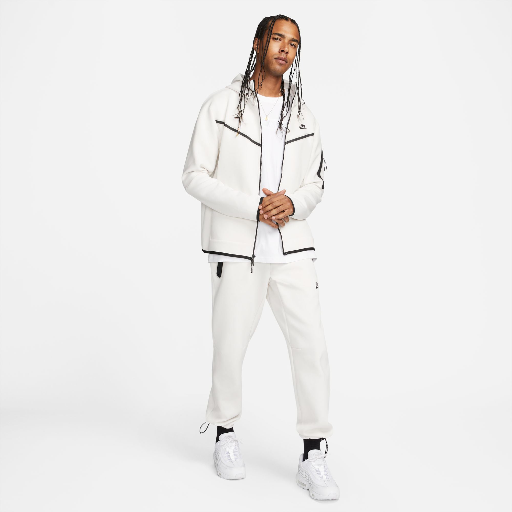 Tech Fleece Zip Hoodie Men - white, black | Tennis-Point