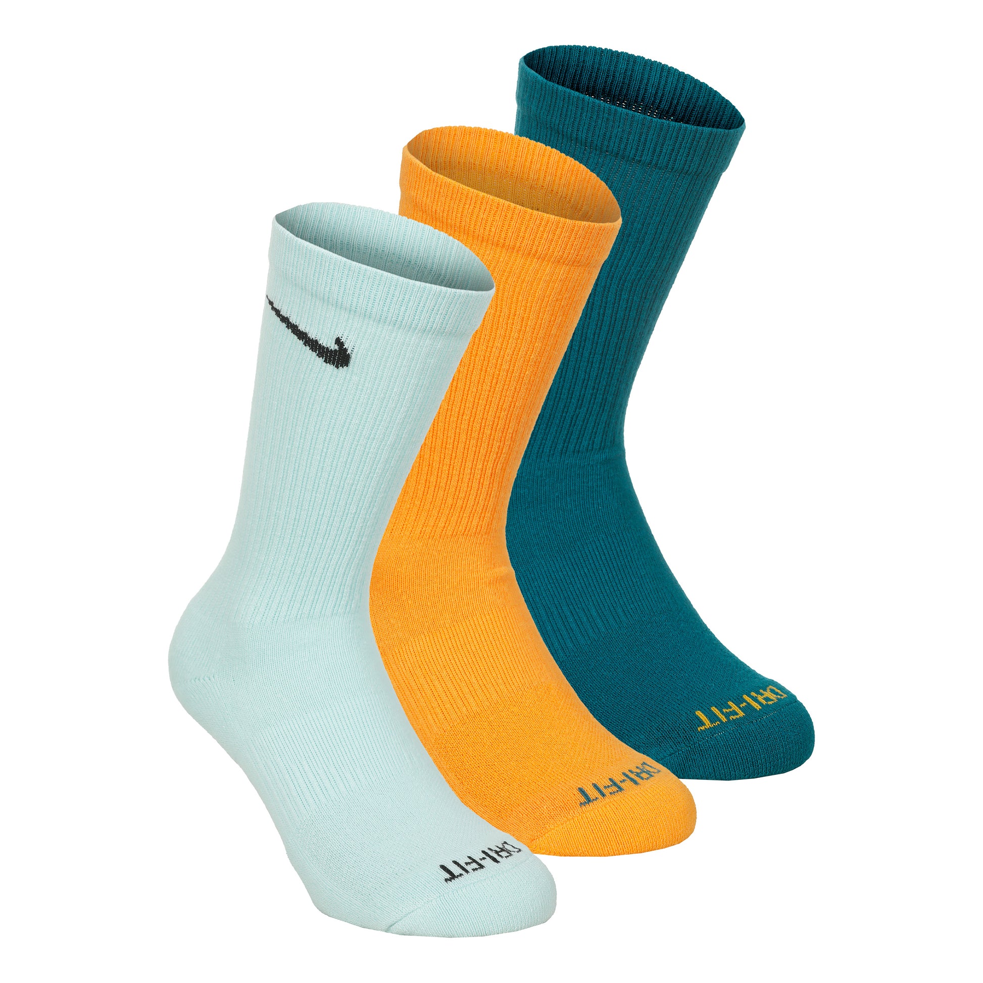 Nike Everyday Plus Cushioned Tennis Socks 3 Pack Unisex - green, orange