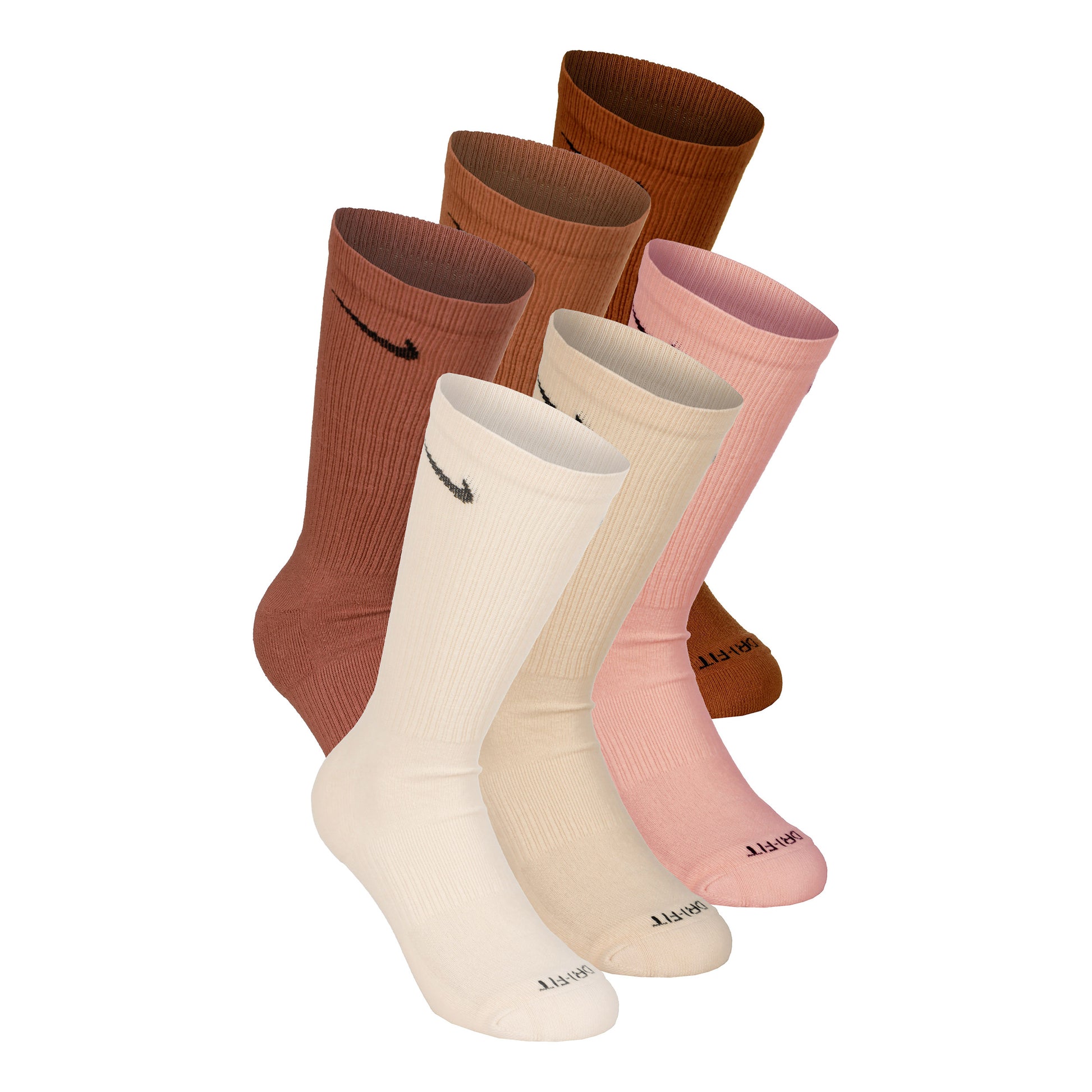 Nike Everyday Plus Cushioned Crew Sports socks 6 Pack Men - brown, cream