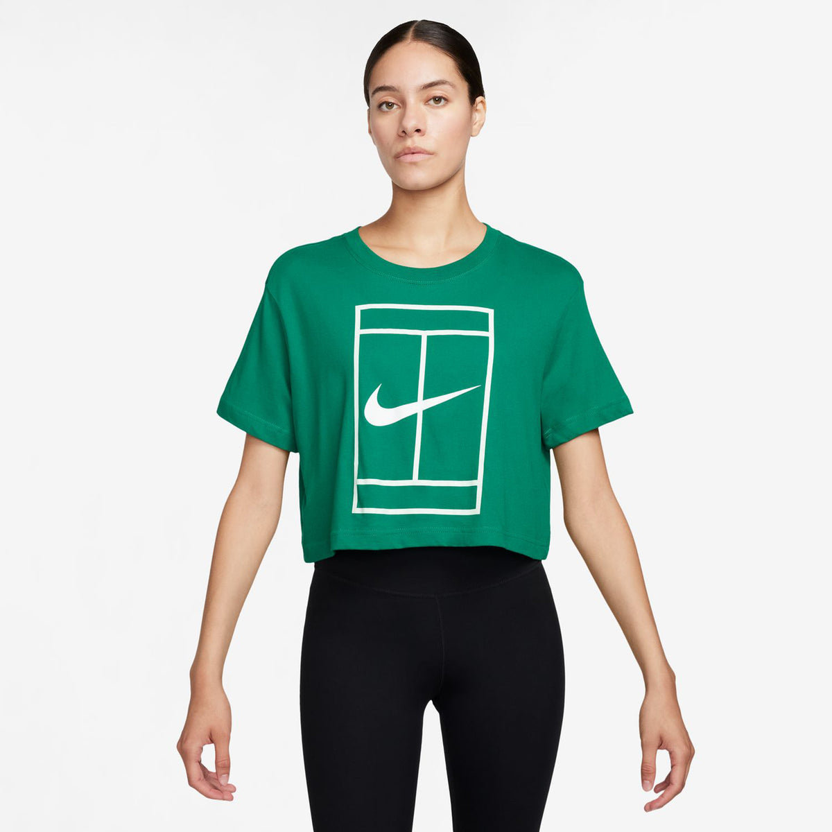 Nike Dri-Fit Heritage Crop T-Shirt Damen - grün, weiß