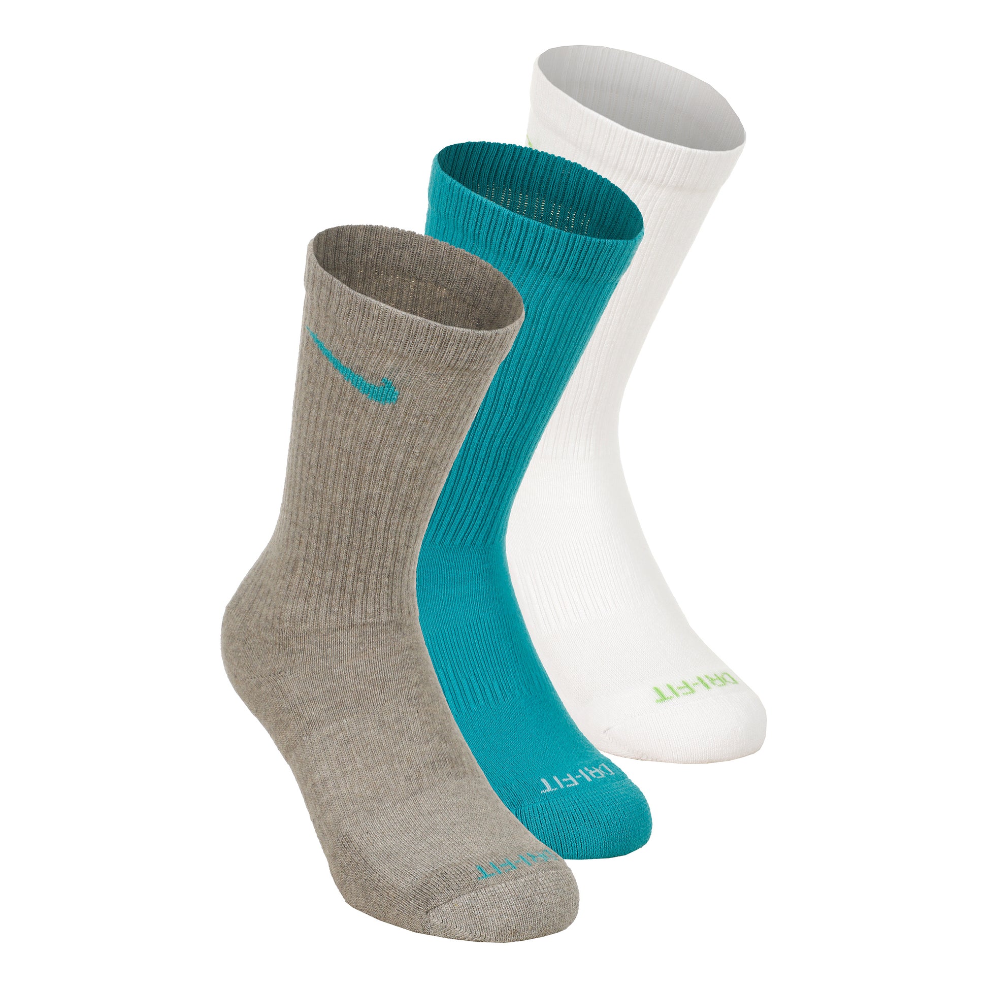 Nike Everyday Plus Cushioned Tennis Socks 3 Pack Unisex - grey, turquoise