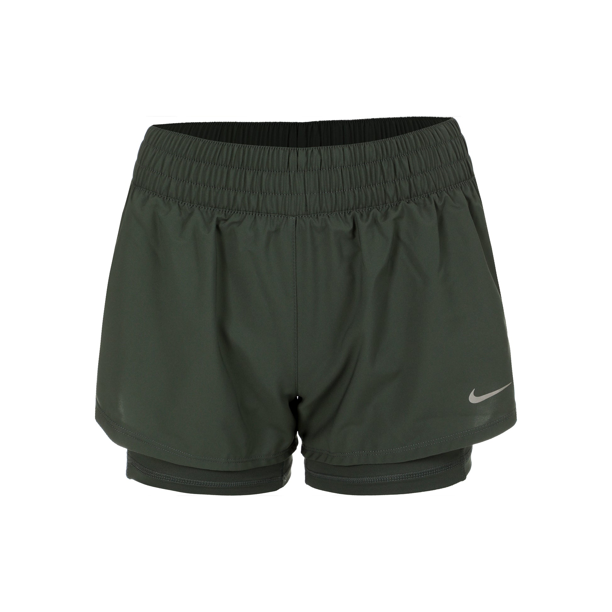Nike Dri-Fit One Mid Rise 2in1 3in Shorts Damen - grün, silber