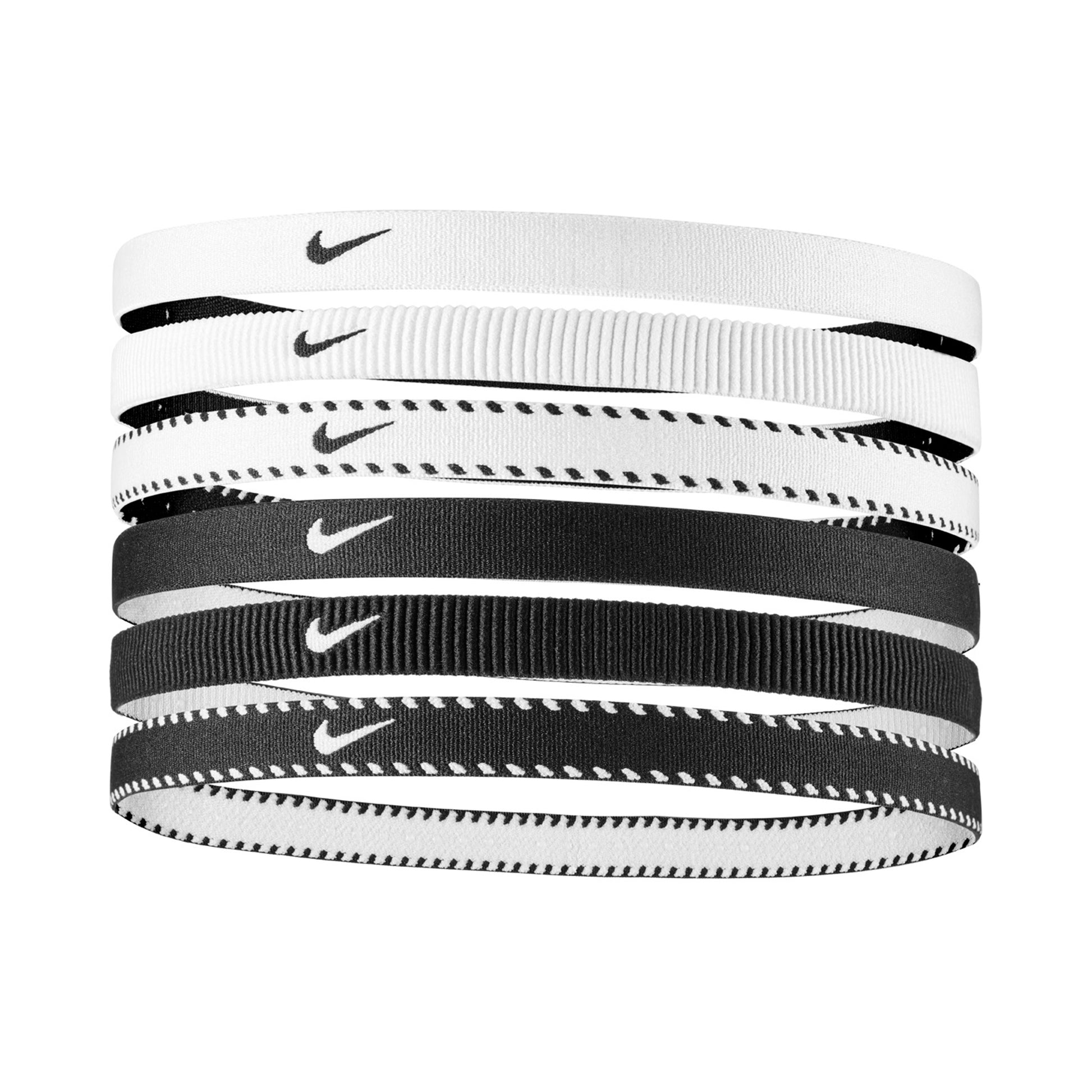 Nike Nike Flex Classic Haarband 6er Pack-Weiß,Schwarz