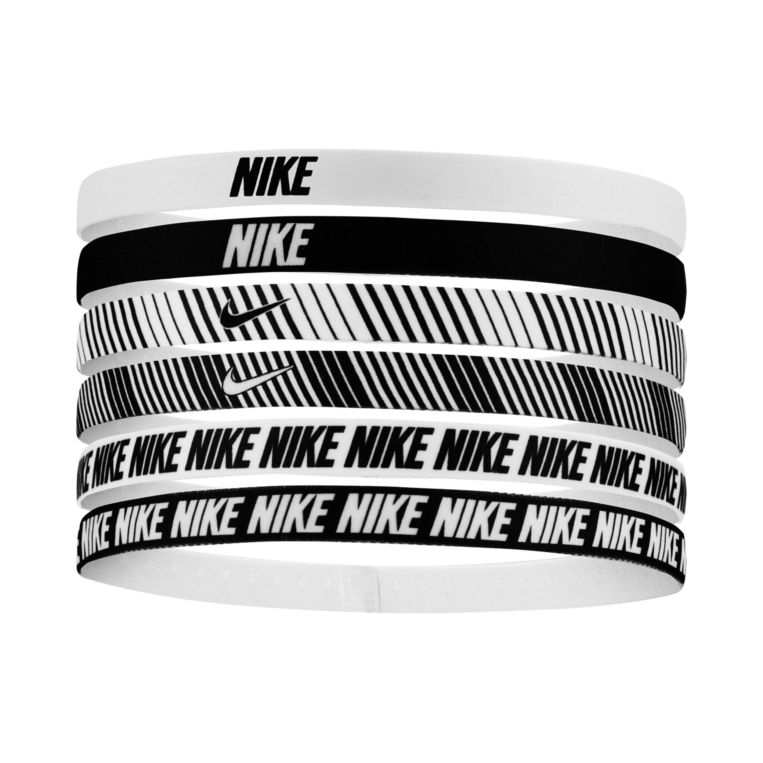 Nike Nike Flex Classic Printed Haarband 6er Pack-Weiß,Schwarz