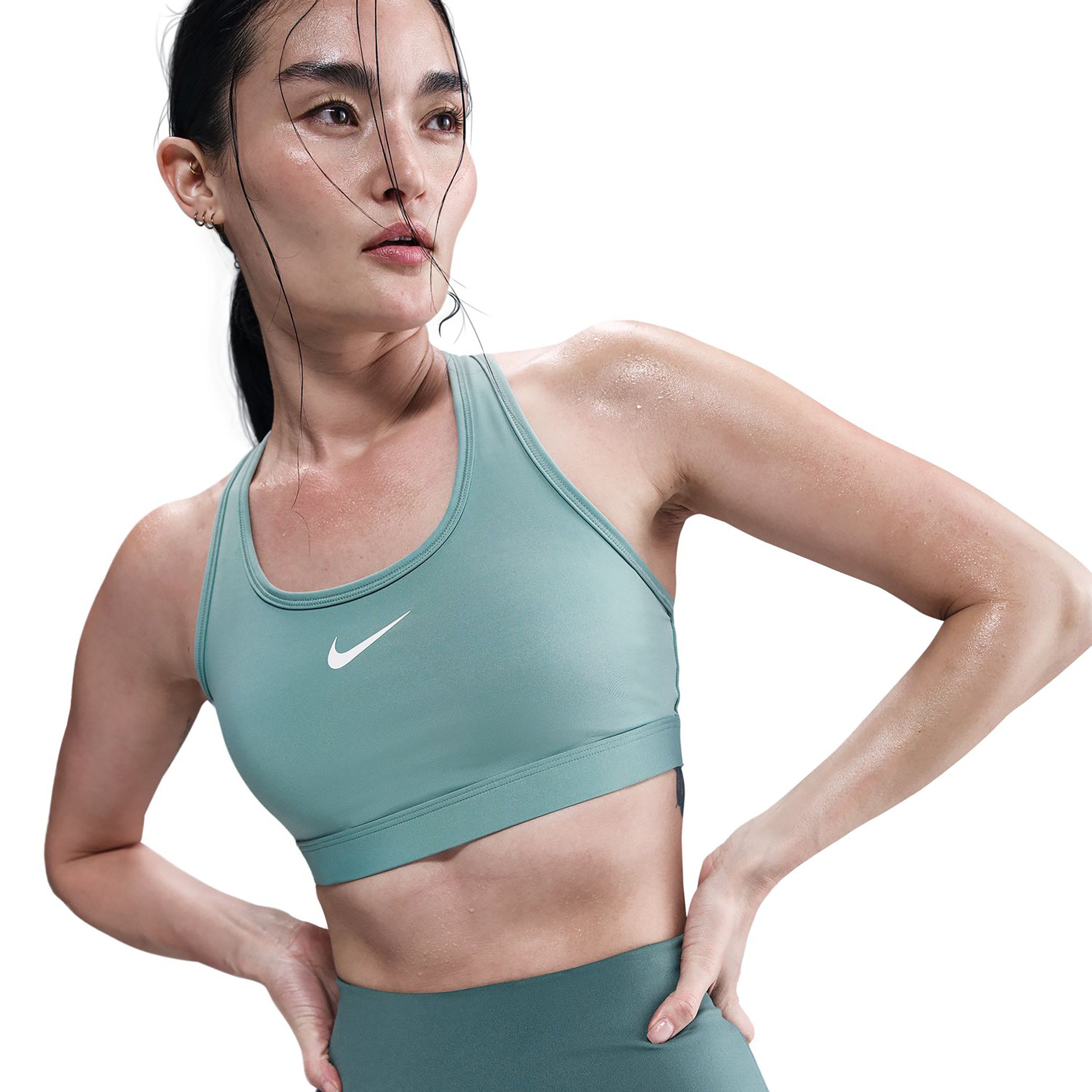 Nike Swoosh Medium Support Sport-BH Damen-Salbei