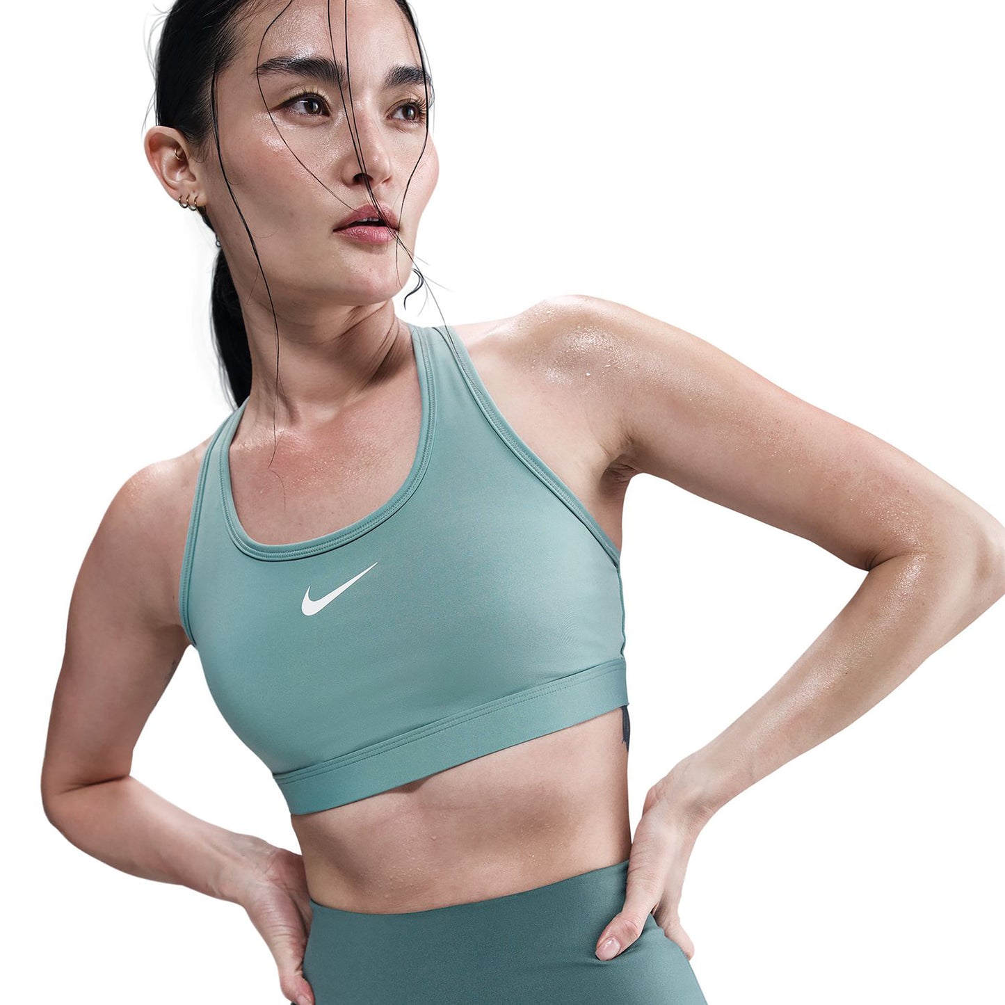 Nike Swoosh Medium Support Sports Bras Women-Sage