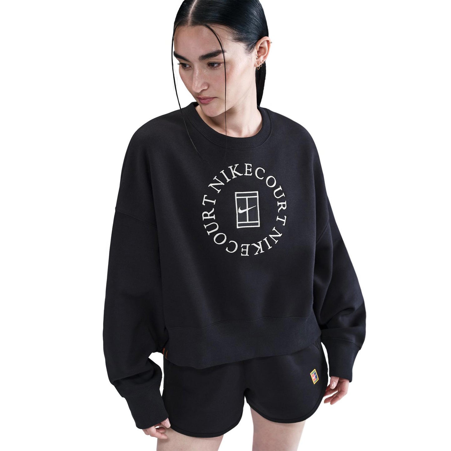 Nike Court Phoenix Over-Oversized Crew Heritage Sweatshirt Women-Black