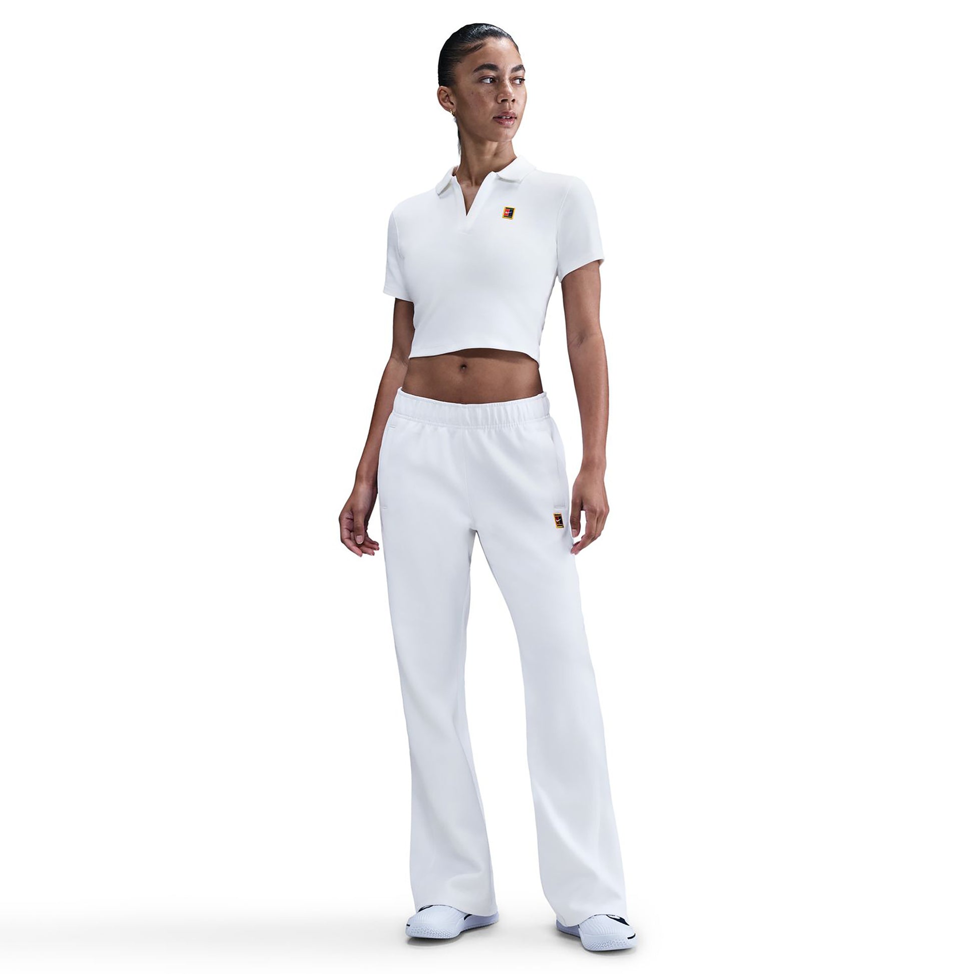 Nike Court Heritage Crop Polo Damen-Weiß