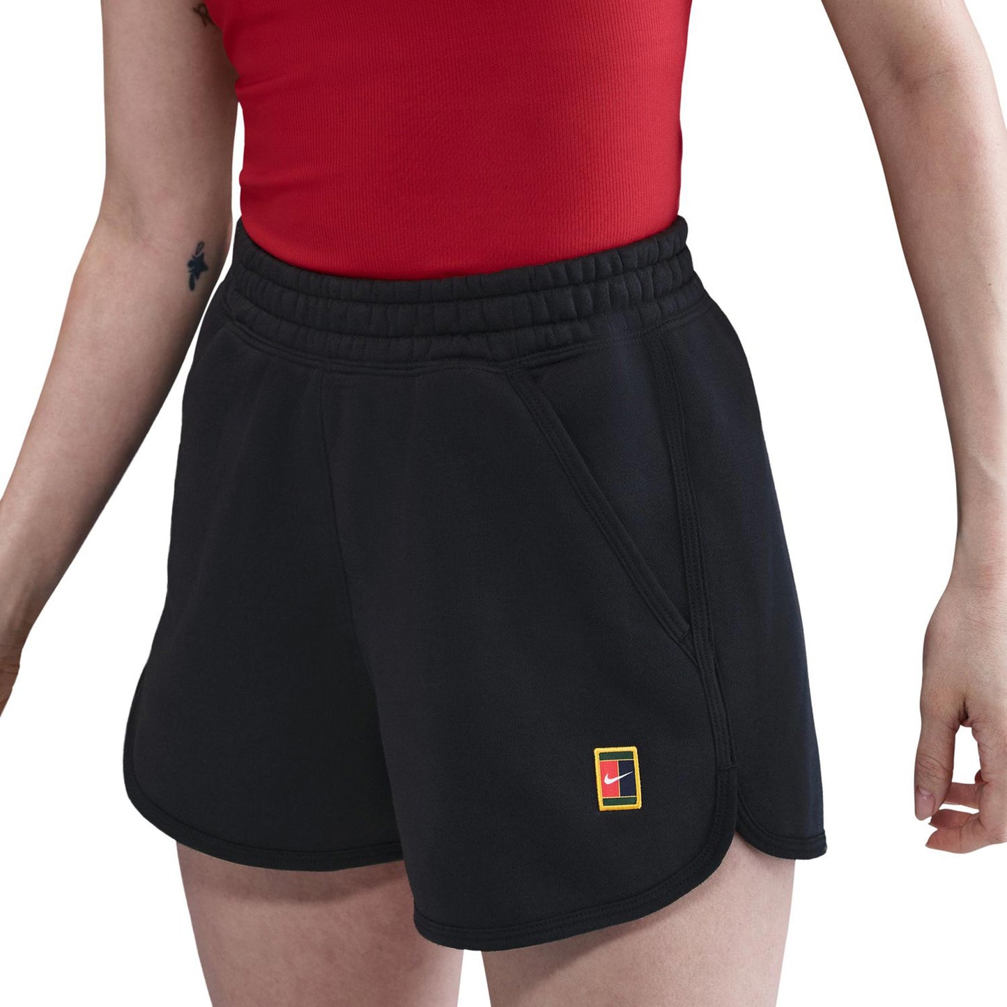 Nike Court Heritage Fleece Mid Rise Shorts Damen-Schwarz