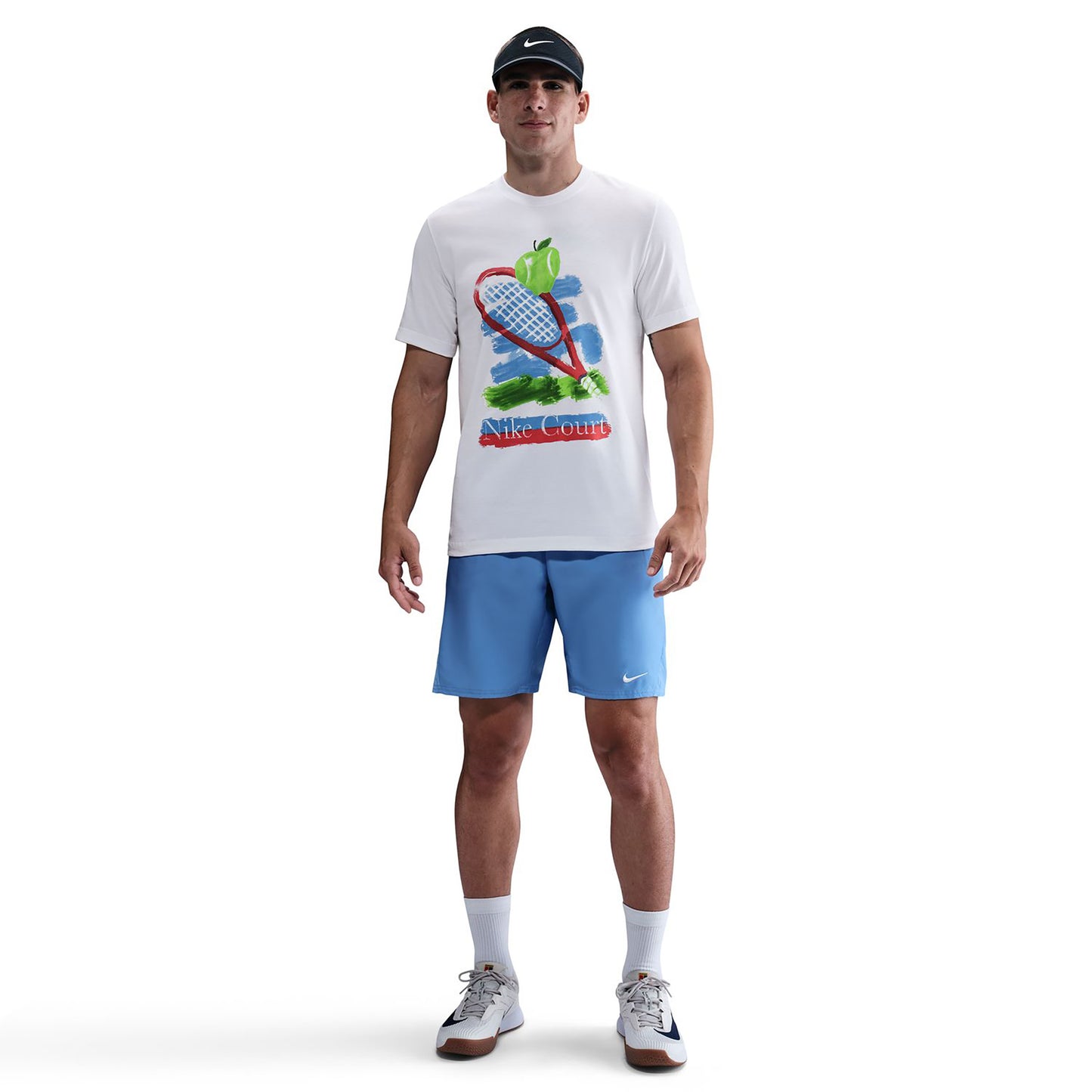 Nike Court T-Shirt Herren-Weiß,Mehrfarbig