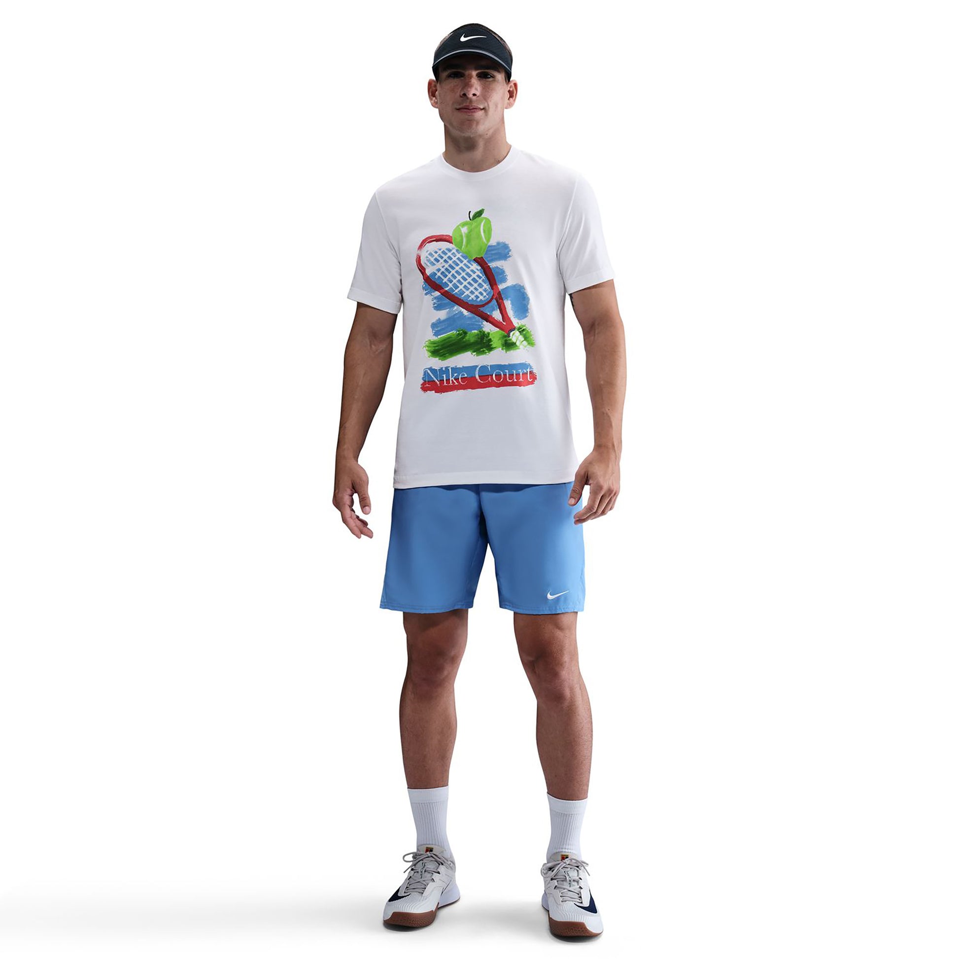 Nike Court T-Shirt Herren-Weiß,Mehrfarbig