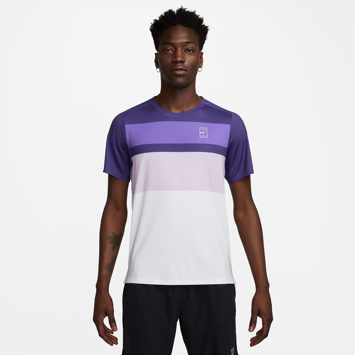 Nike Court Dri-Fit Advantage Print T-Shirt Men-White,Violet