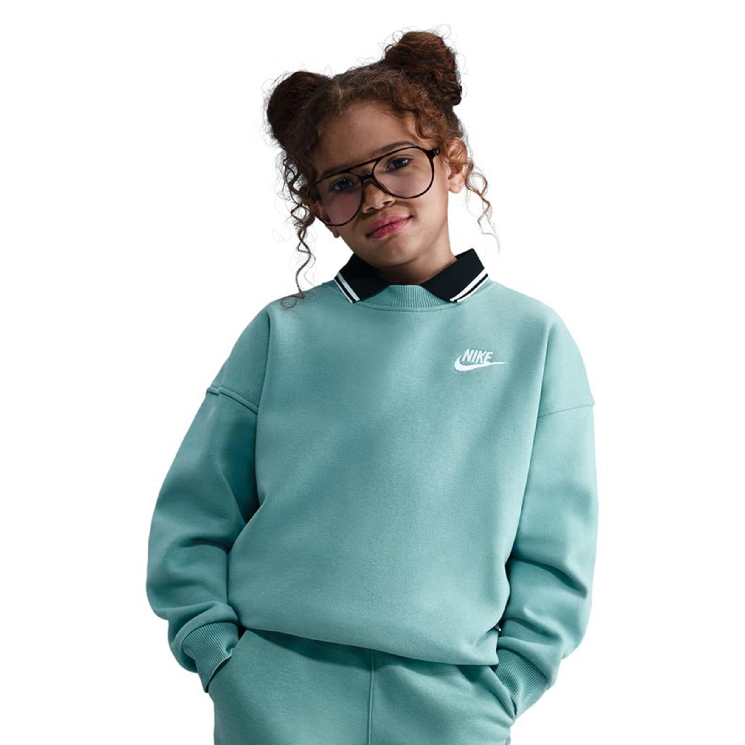 Nike Club Fleece Oversized Crew Sweatshirt Mädchen-Salbei