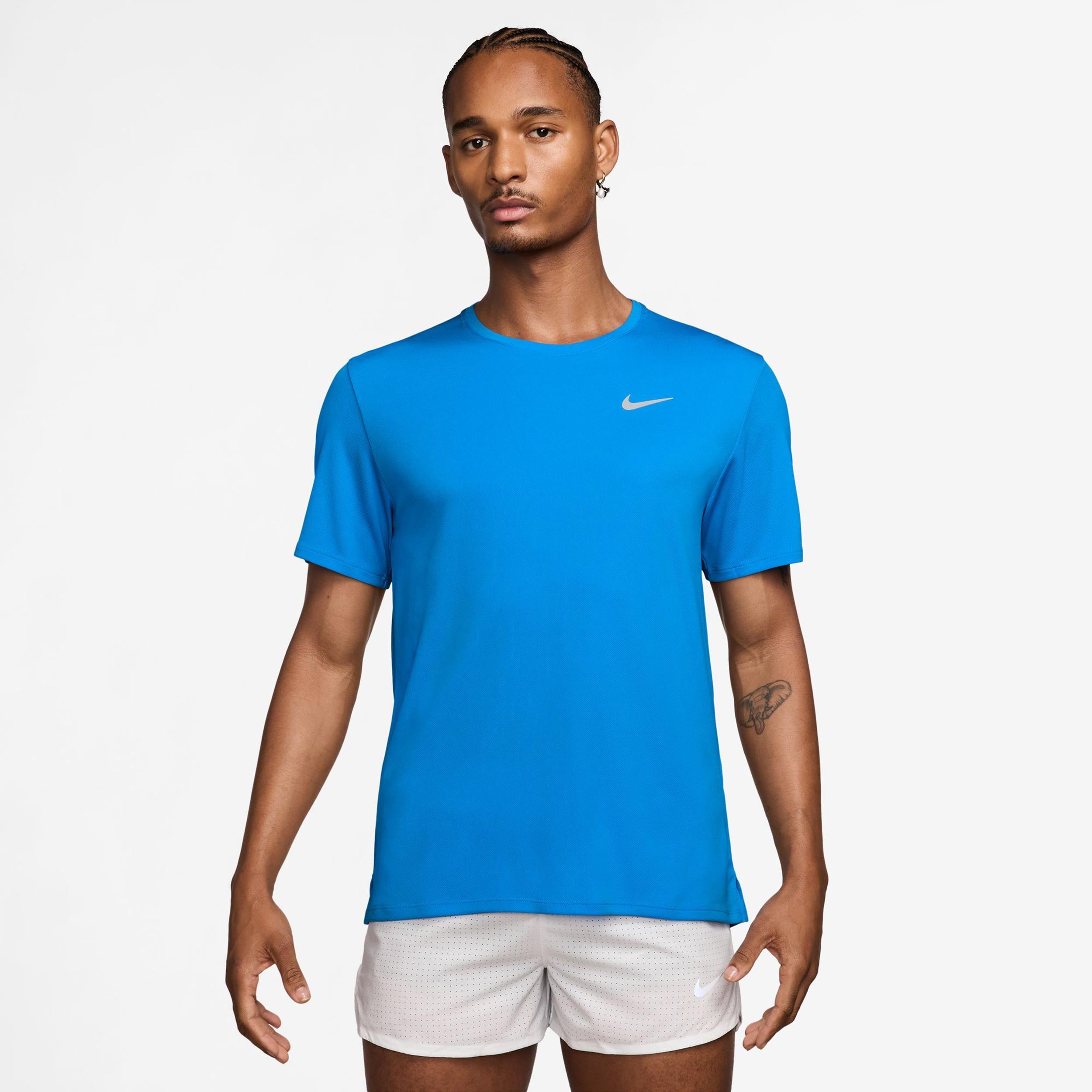 Nike Miler Laufshirt Herren - blau, silber
