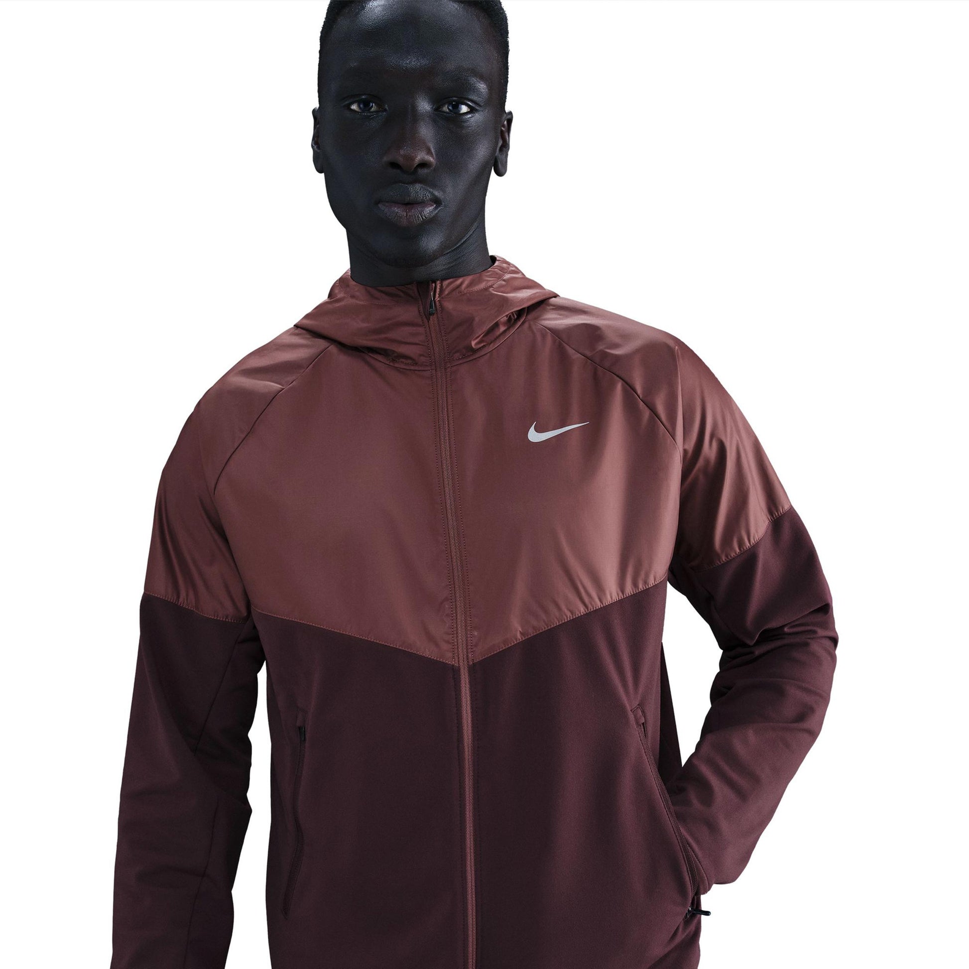 Nike Miler Laufjacke Herren - dunkelrot, bronze