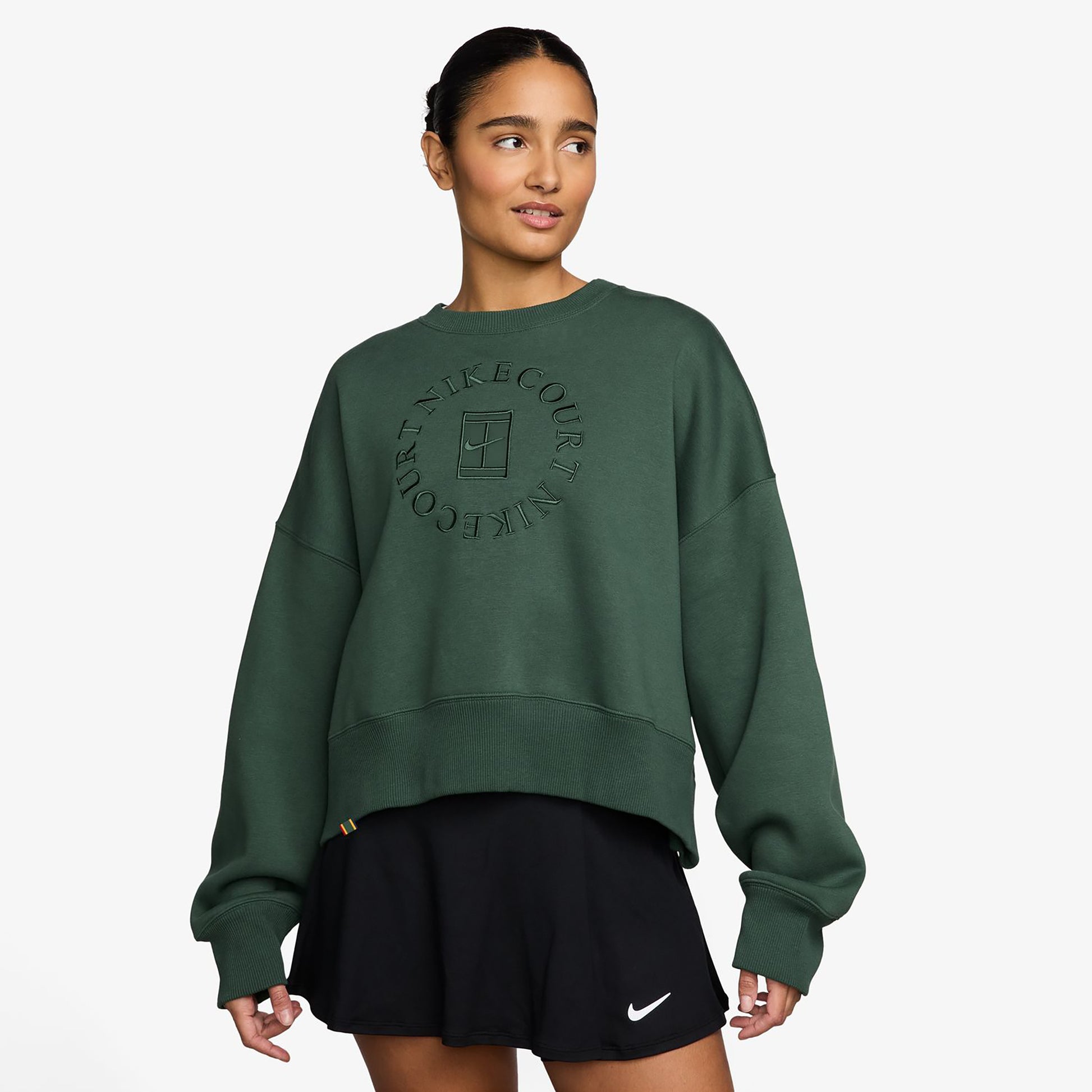 Nike Court Phoenix Over-Oversized Crew Heritage Sweatshirt Women-dark green