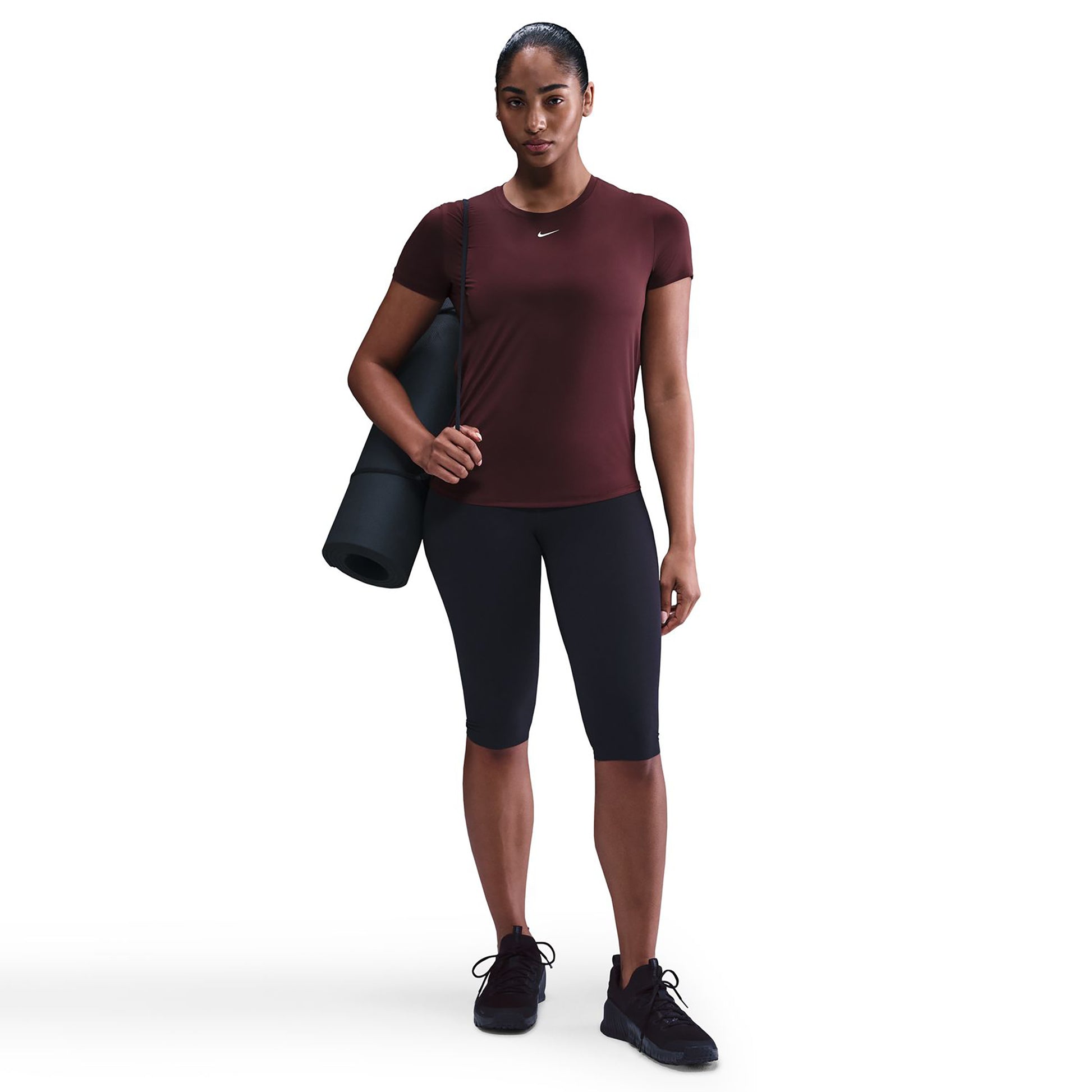 Nike One Classic Dri-FIT T-Shirt Damen-dunkelrot, weiß