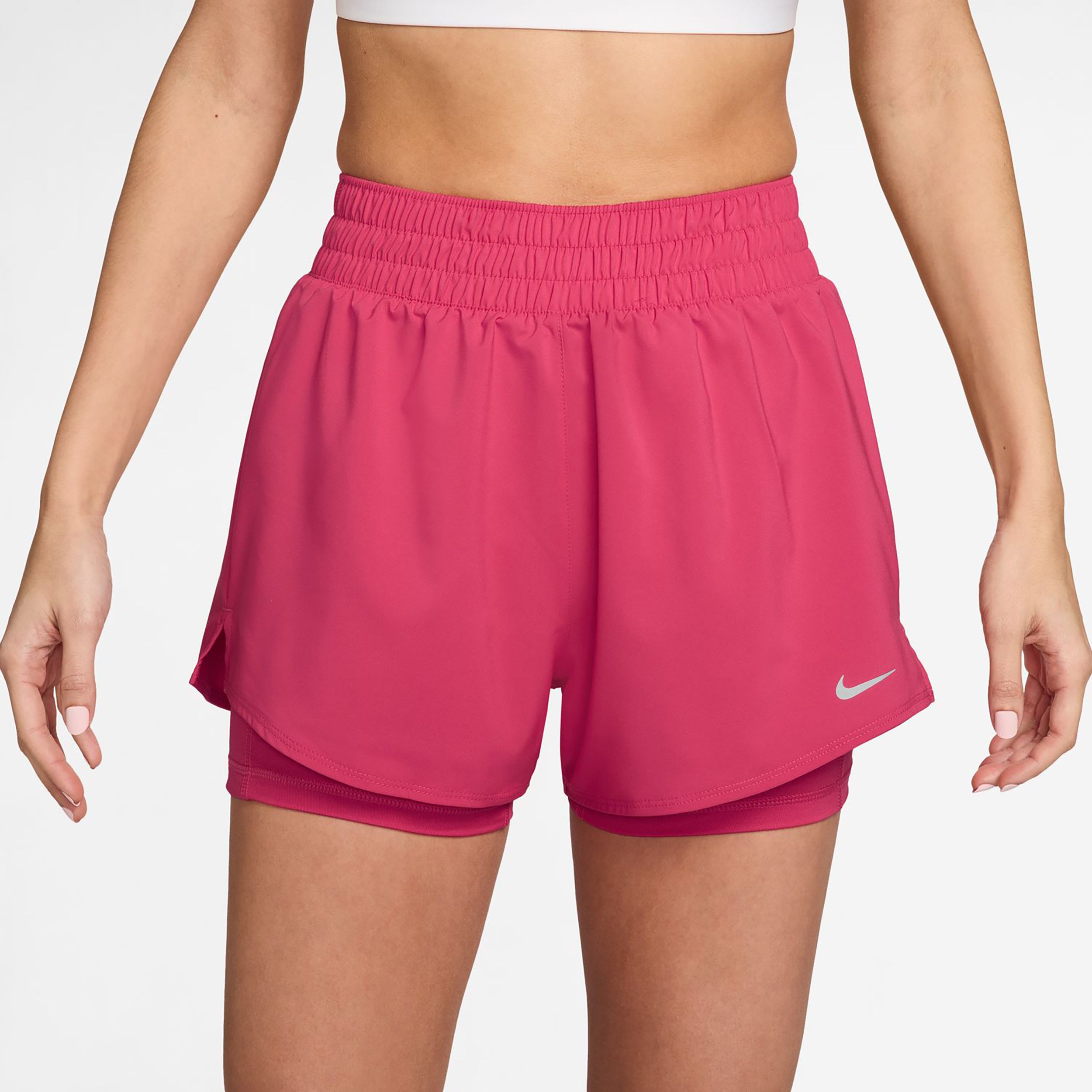 Nike Dri-Fit One Mid Rise 2in1 3in Shorts Women - berry, silver