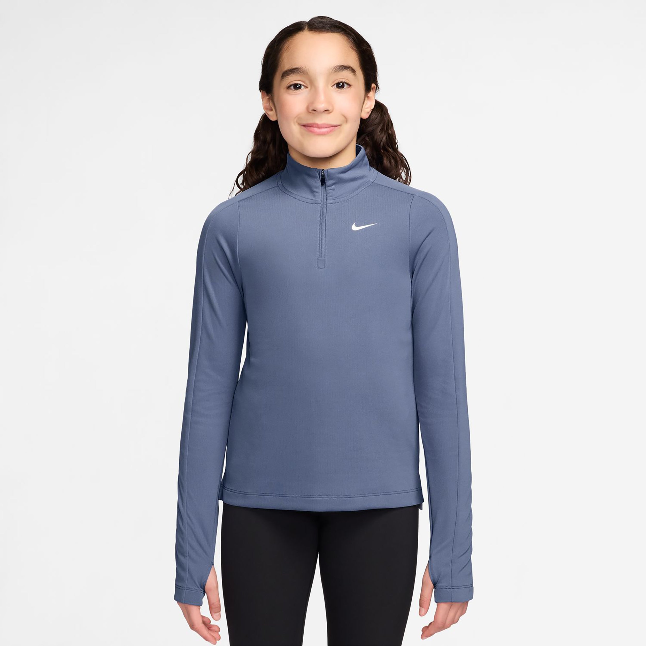 Nike Dri-Fit Half-Zip Long sleeve Girls - blue grey, white