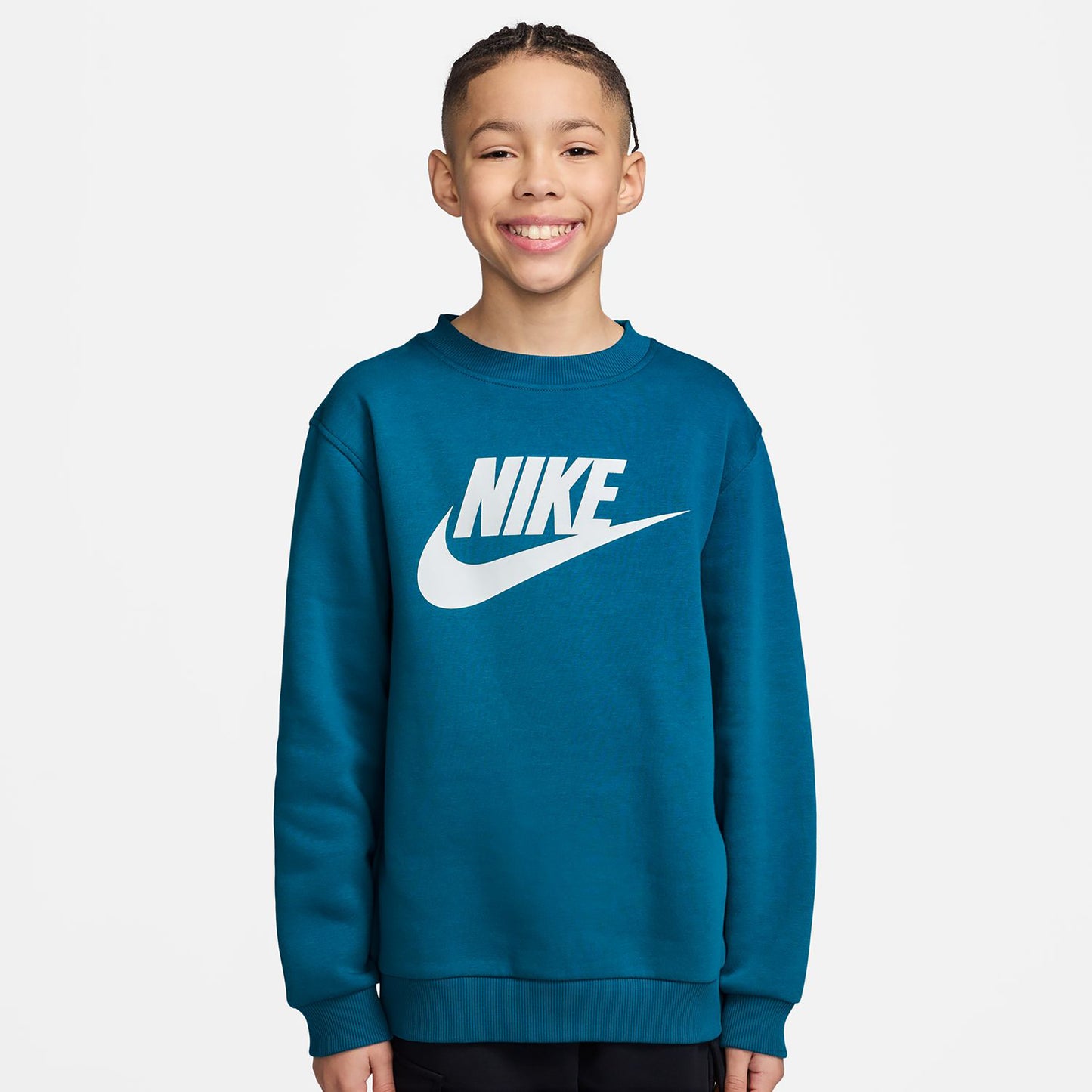 Nike Club Fleece Crew Sweatshirt Kids - blue, white