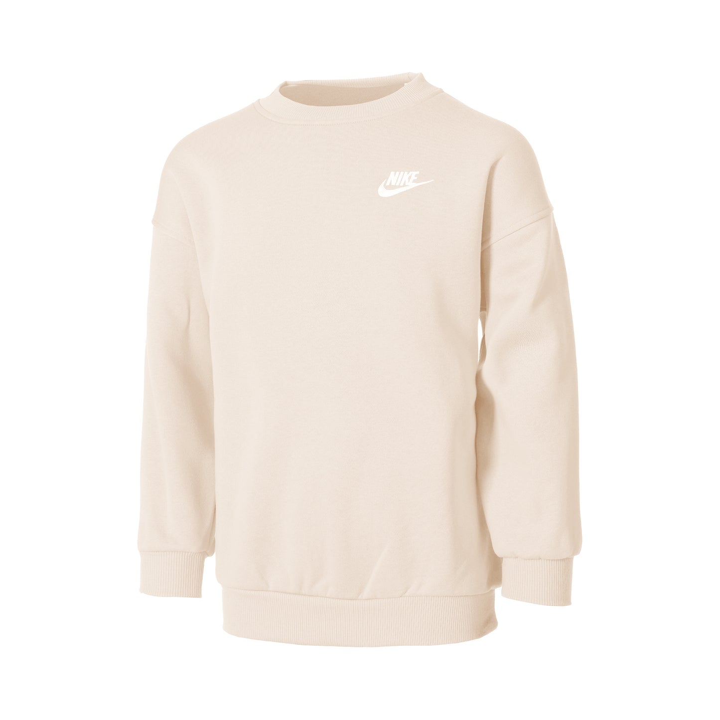 Nike Club Fleece Oversized Crew Sweatshirt Girls-Beige,White