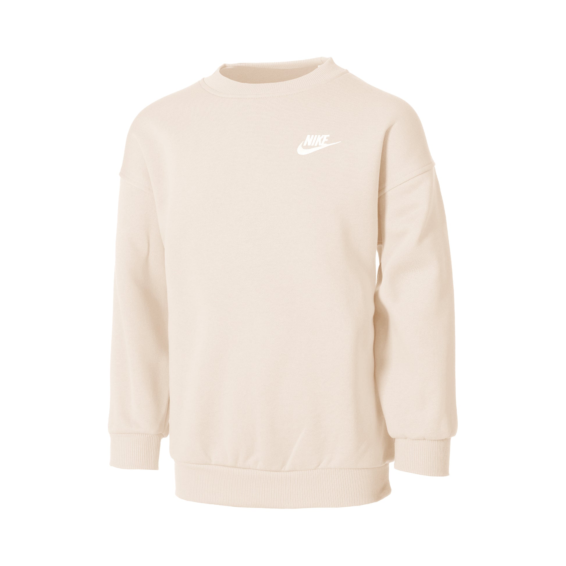 Nike Club Fleece Oversized Crew Sweatshirt Girls-Beige,White