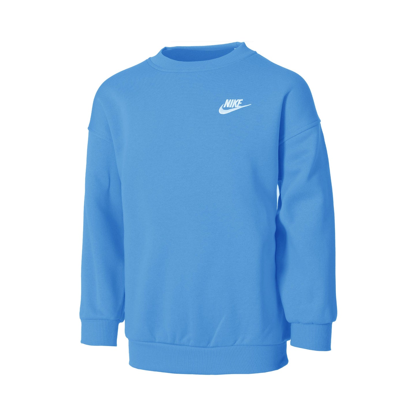 Nike Club Fleece Oversized Crew Sweatshirt Girls-Blue,White