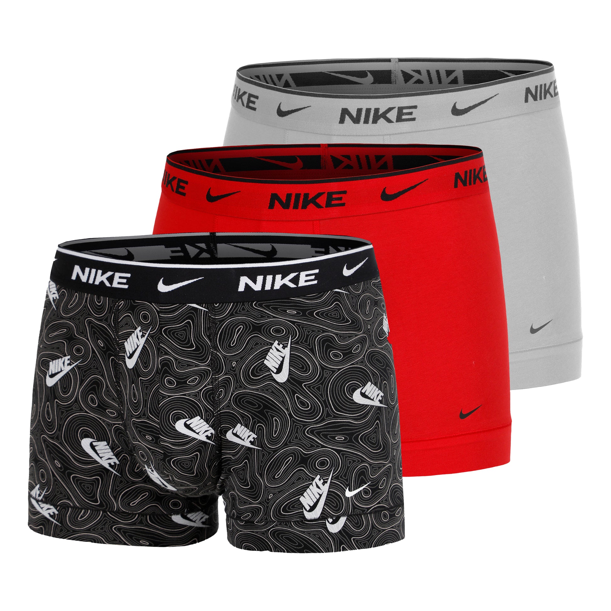 Nike Everyday Cotton Stretch Boxer Shorts 3 Pack Men-Lightred,Lightgrey