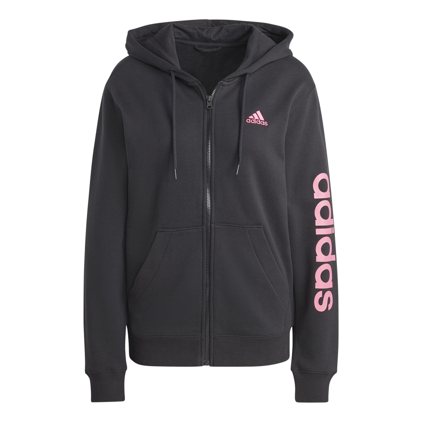 adidas Linear French terry Full Zip Zip Hoodie Women - black, pink