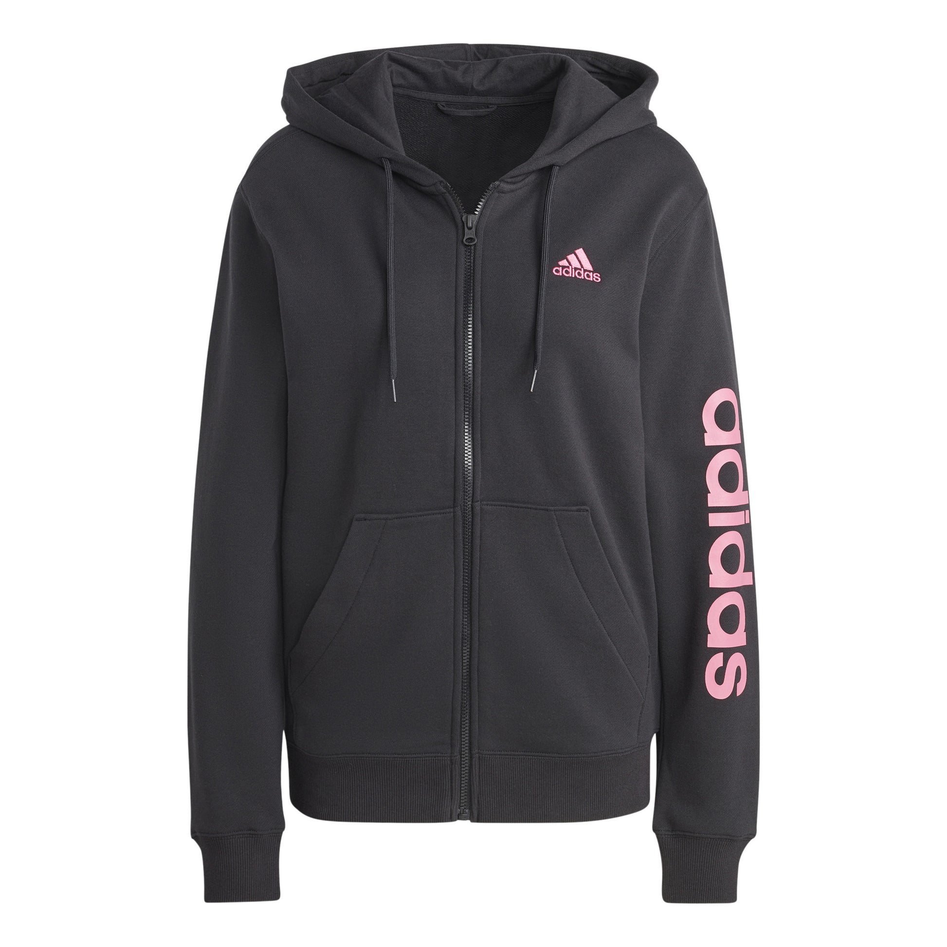 adidas Linear French terry Full Zip Zip Hoodie Women - black, pink