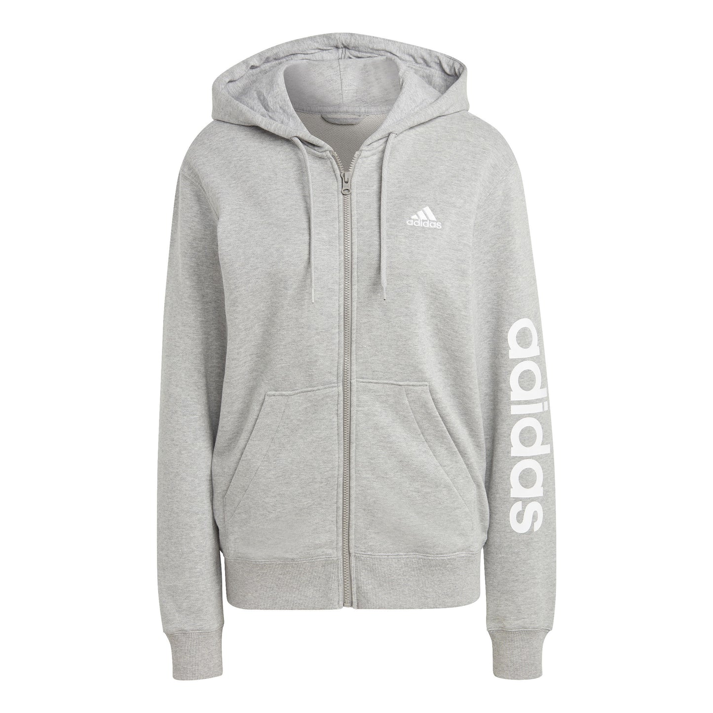 adidas Linear French terry Full Zip Sweatjacke Damen - hellgrau, weiß