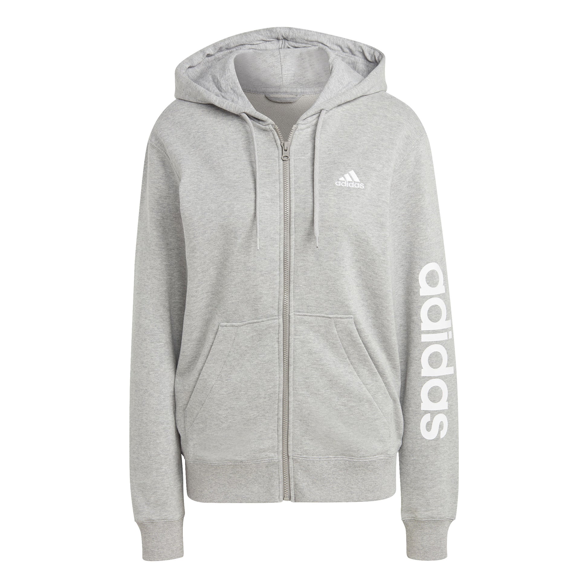 adidas Linear French terry Full Zip Sweatjacke Damen - hellgrau, weiß