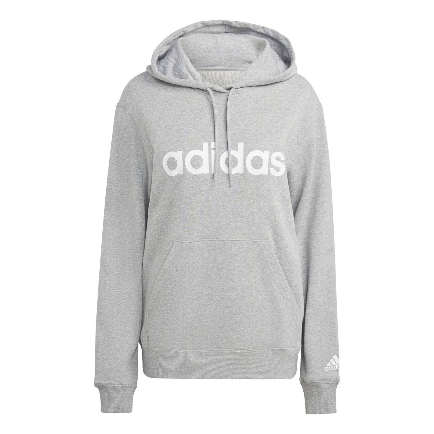 adidas Linear French Terry Hoody Damen - hellgrau, weiß