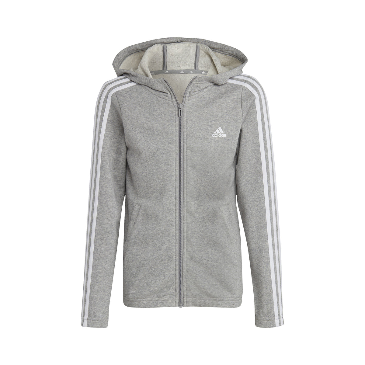 adidas 3Stripes Zip Hoodie Girls - grey