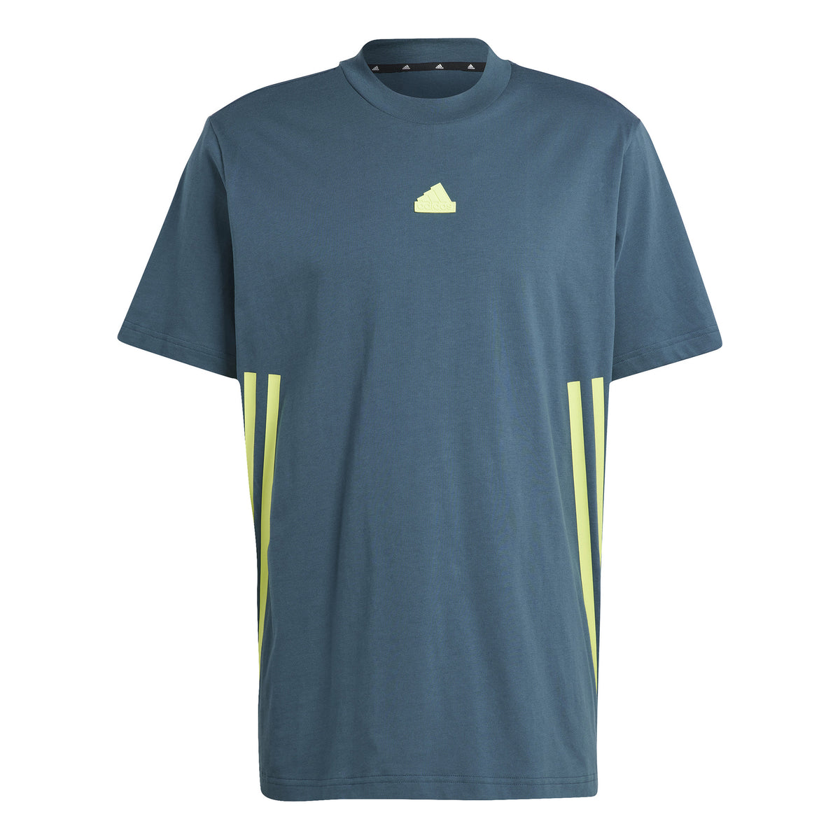 adidas Future Icon 3 Stripes T-Shirt Men - dark grey, lime