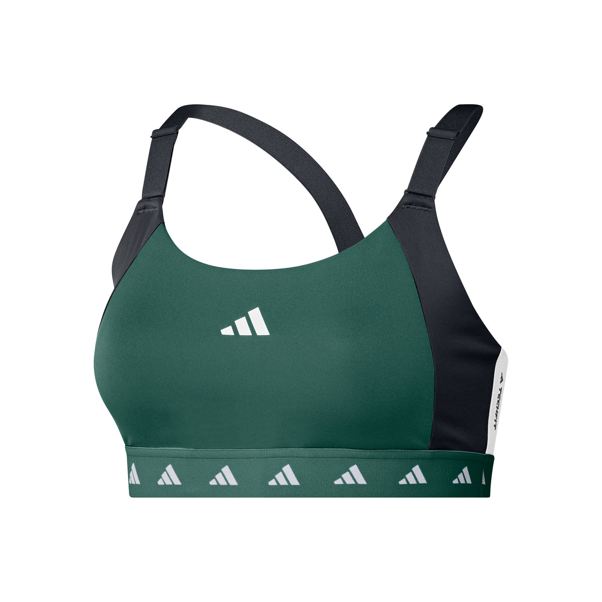 adidas PWI Medium-Sport Tech-Fit Color Block Sports bras Women - dark green, black