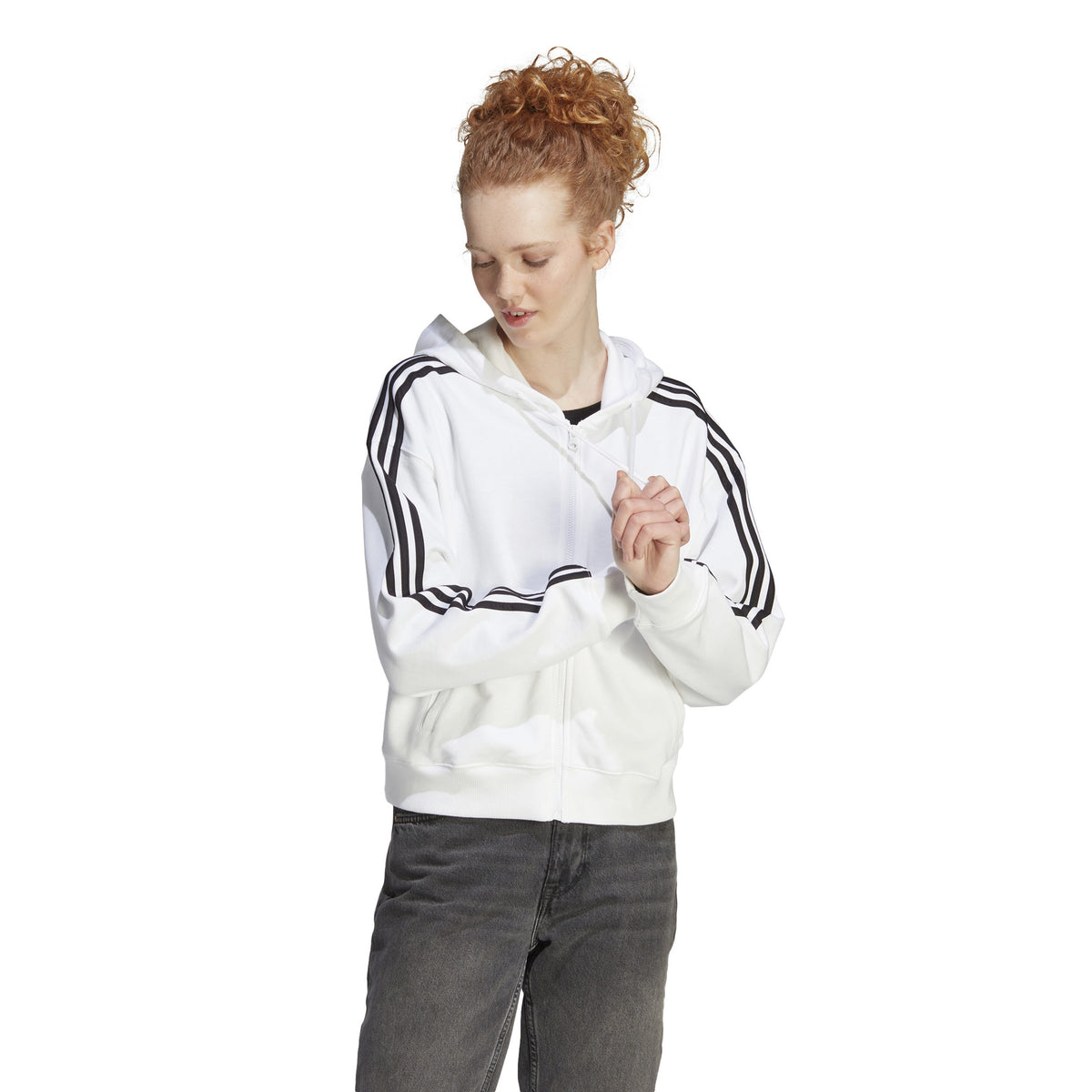 adidas 3Stripes Zip Hoodie Women - white, black