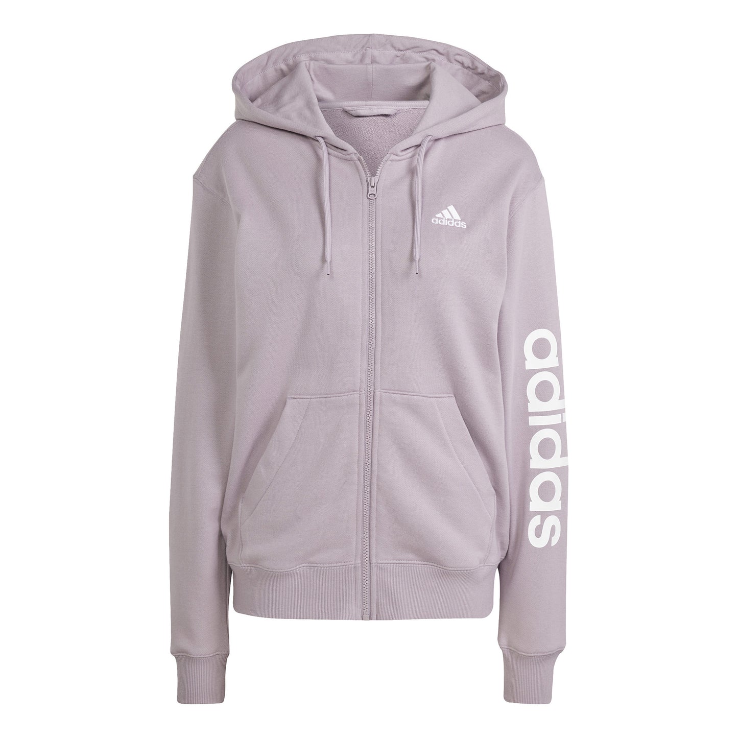 adidas Linear French terry Full Zip Sweatjacke Damen - flieder, weiß
