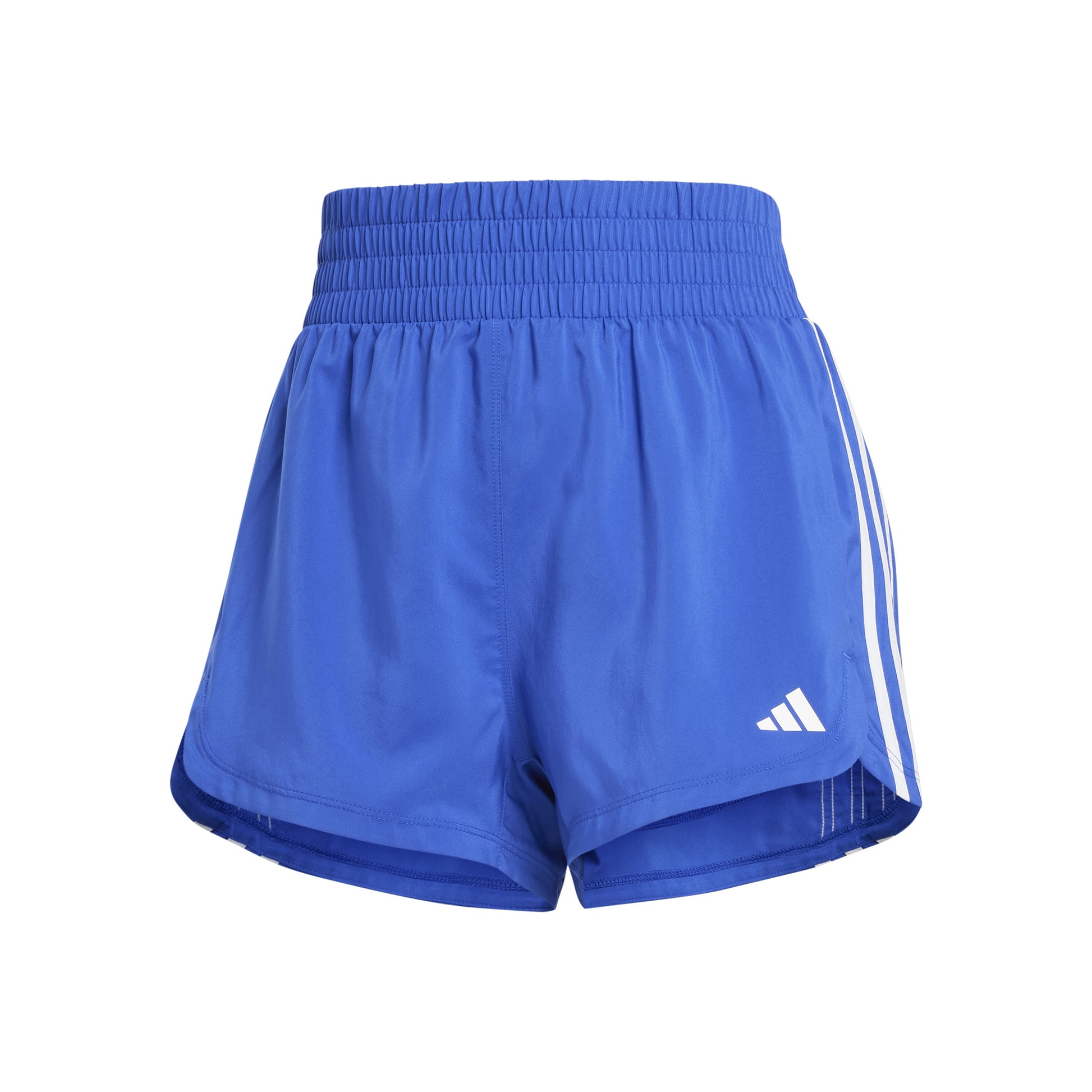 adidas Pacer Woven High 5in Shorts Damen - blau, weiß